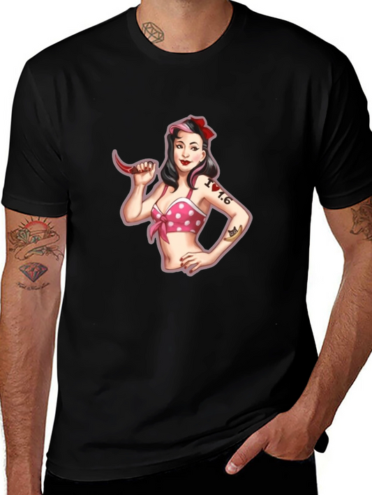 Retro Pin-Up Girl Graphic T-Shirt