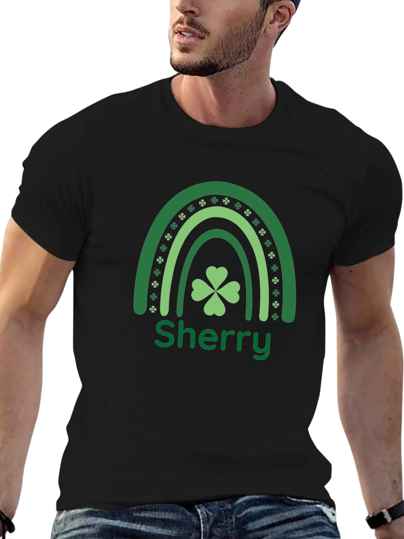 Sherry St. Patricks Day Rainbow Clover T-Shirt