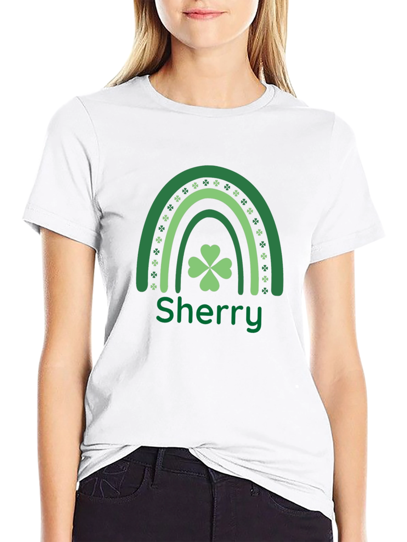 Sherry St. Patricks Day Rainbow Clover T-Shirt