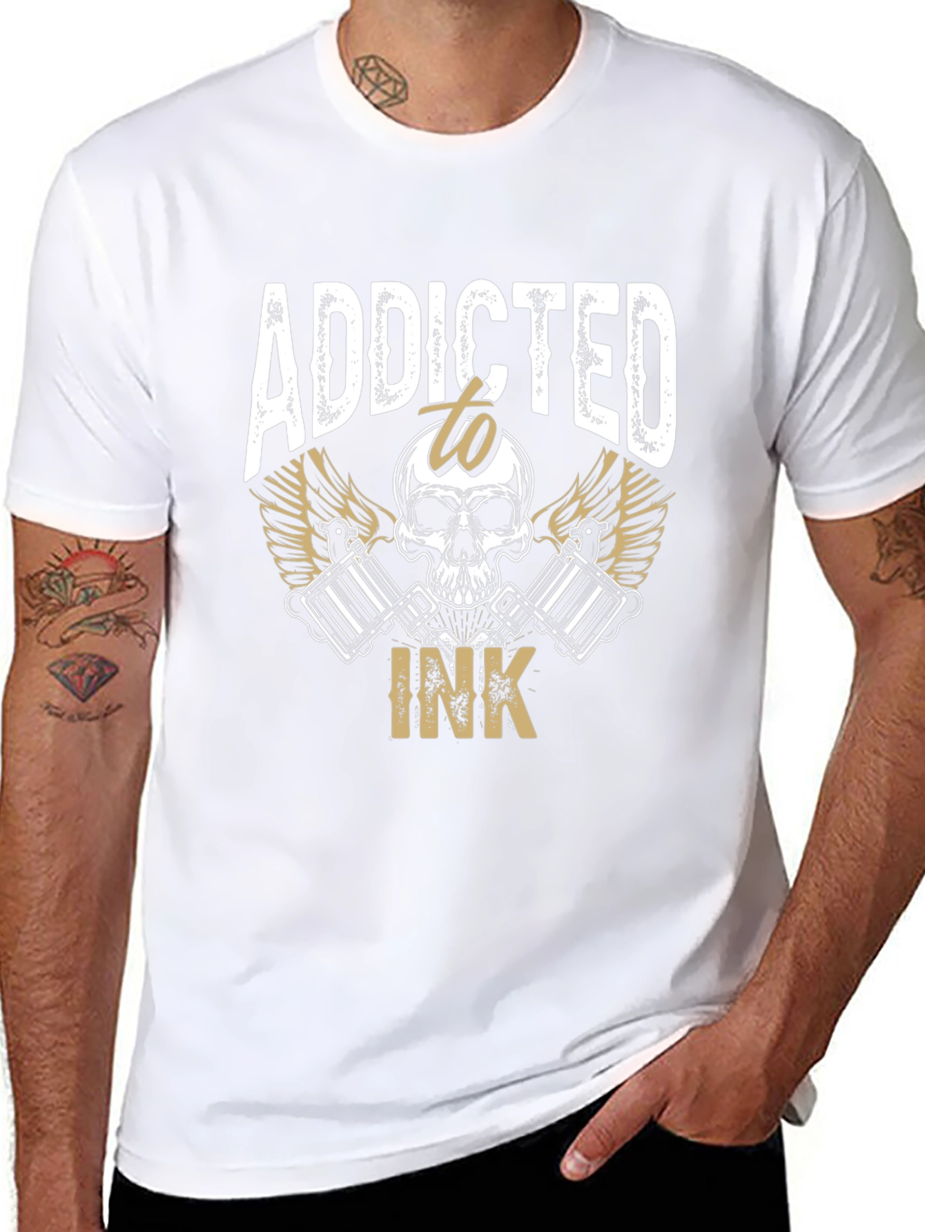 Addicted to Ink Tattoo Skull Graphic Tee