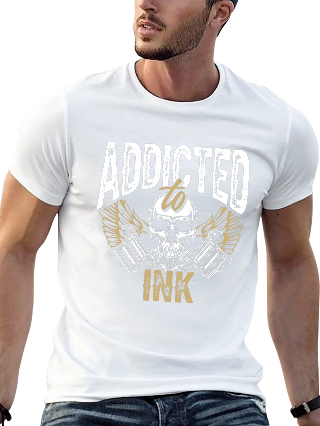 Addicted to Ink Tattoo Skull Graphic Tee