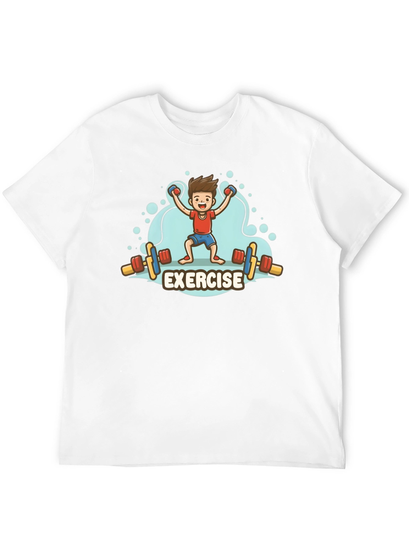 Exercise Cartoon Graphic Black T-Shirt