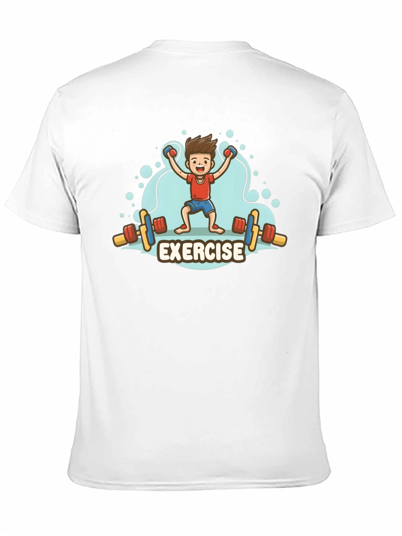 Exercise Cartoon Graphic Black T-Shirt