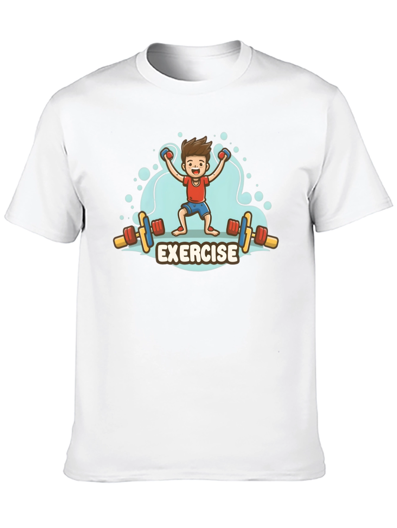Exercise Cartoon Graphic Black T-Shirt
