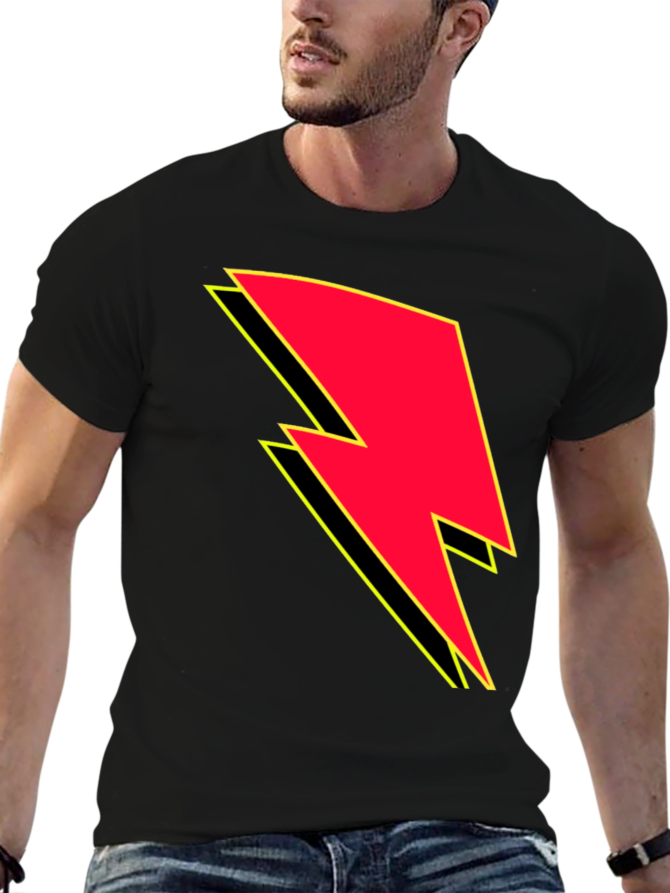 Lightning Bolt Graphic Tee - Black