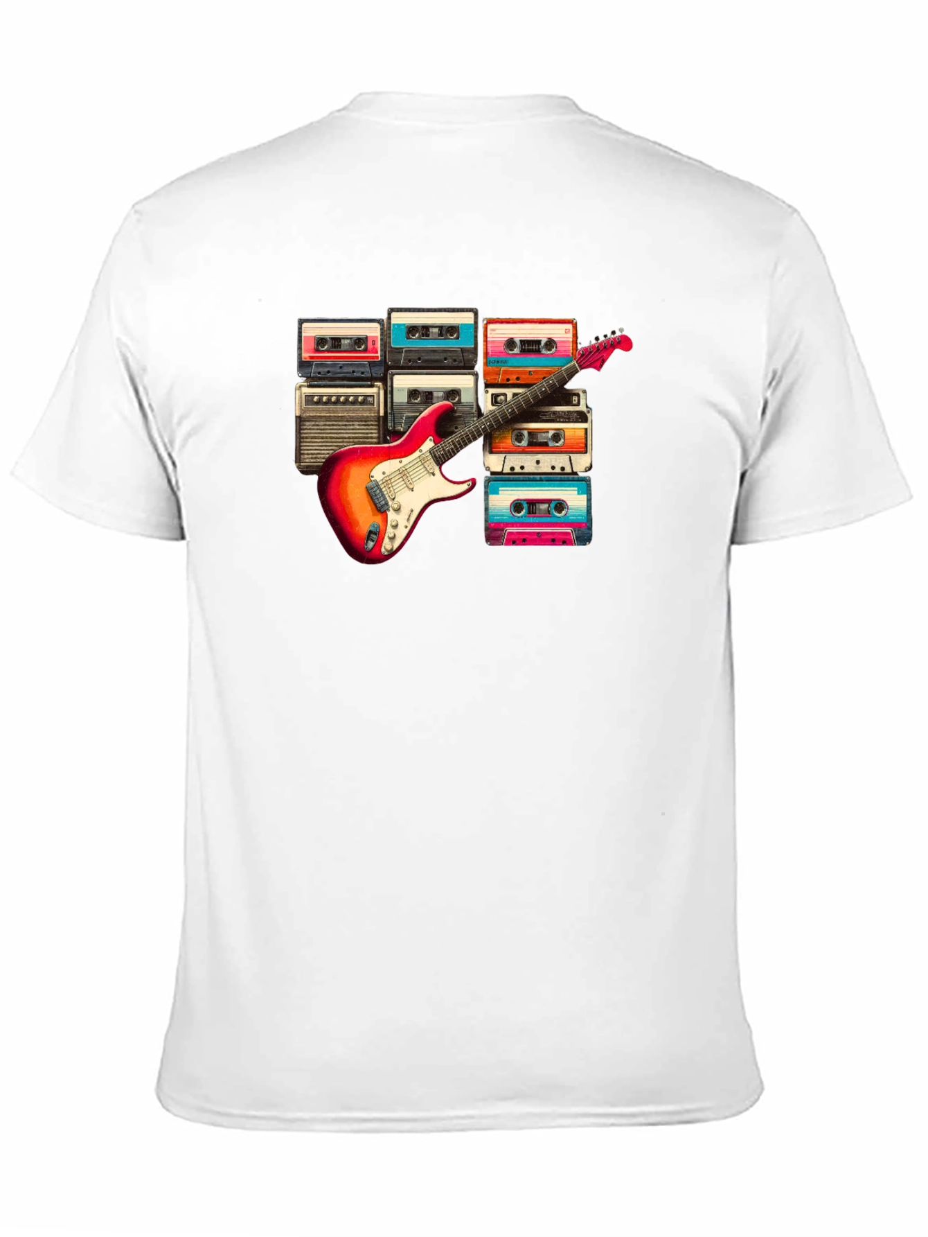 Retro Music T-Shirt - Guitar & Cassette Design