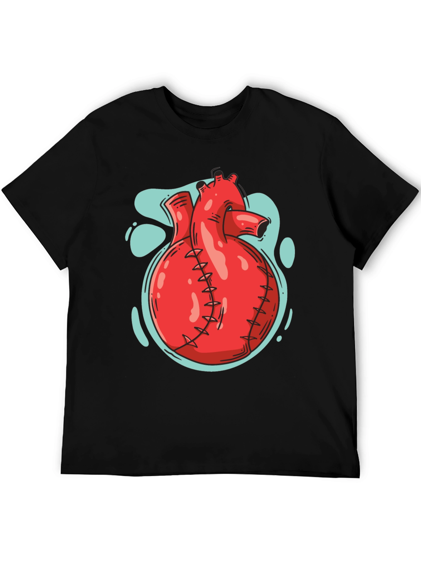 Anatomical Heart Graphic Tee - Black Cotton T-Shirt