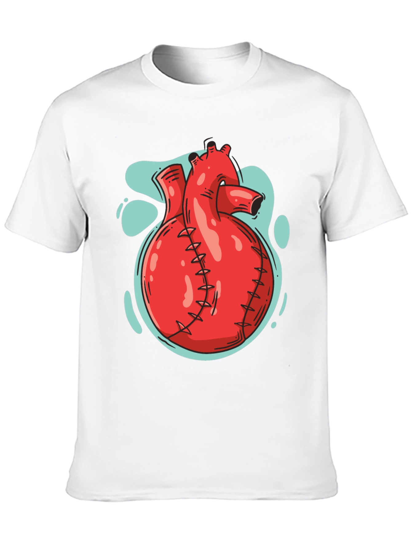 Anatomical Heart Graphic Tee - Black Cotton T-Shirt