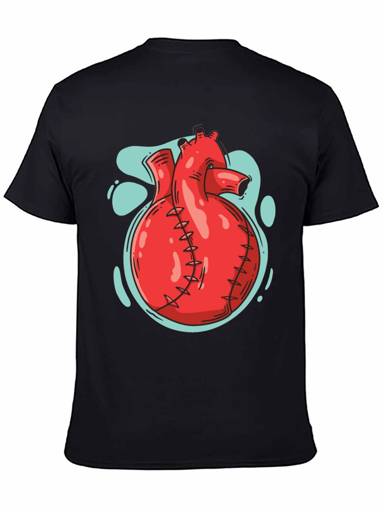 Anatomical Heart Graphic Tee - Black Cotton T-Shirt