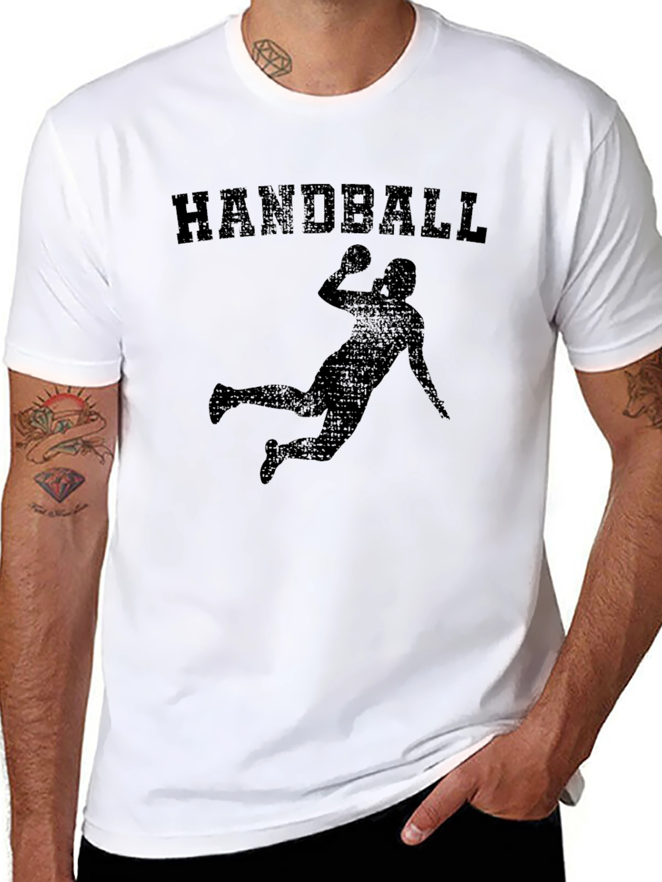 Handball Player Graphic T-Shirt - Black Cotton Tee