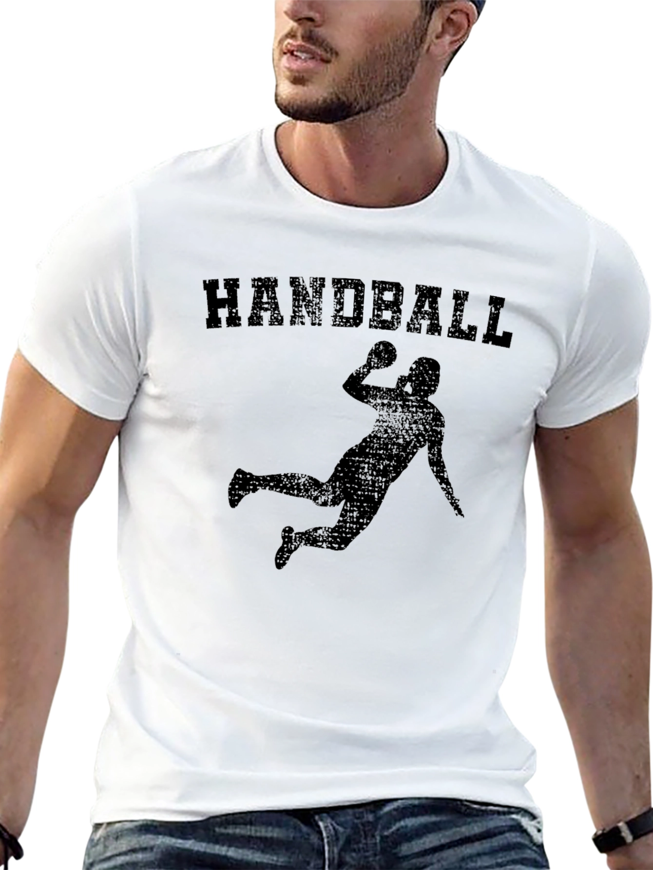 Handball Player Graphic T-Shirt - Black Cotton Tee