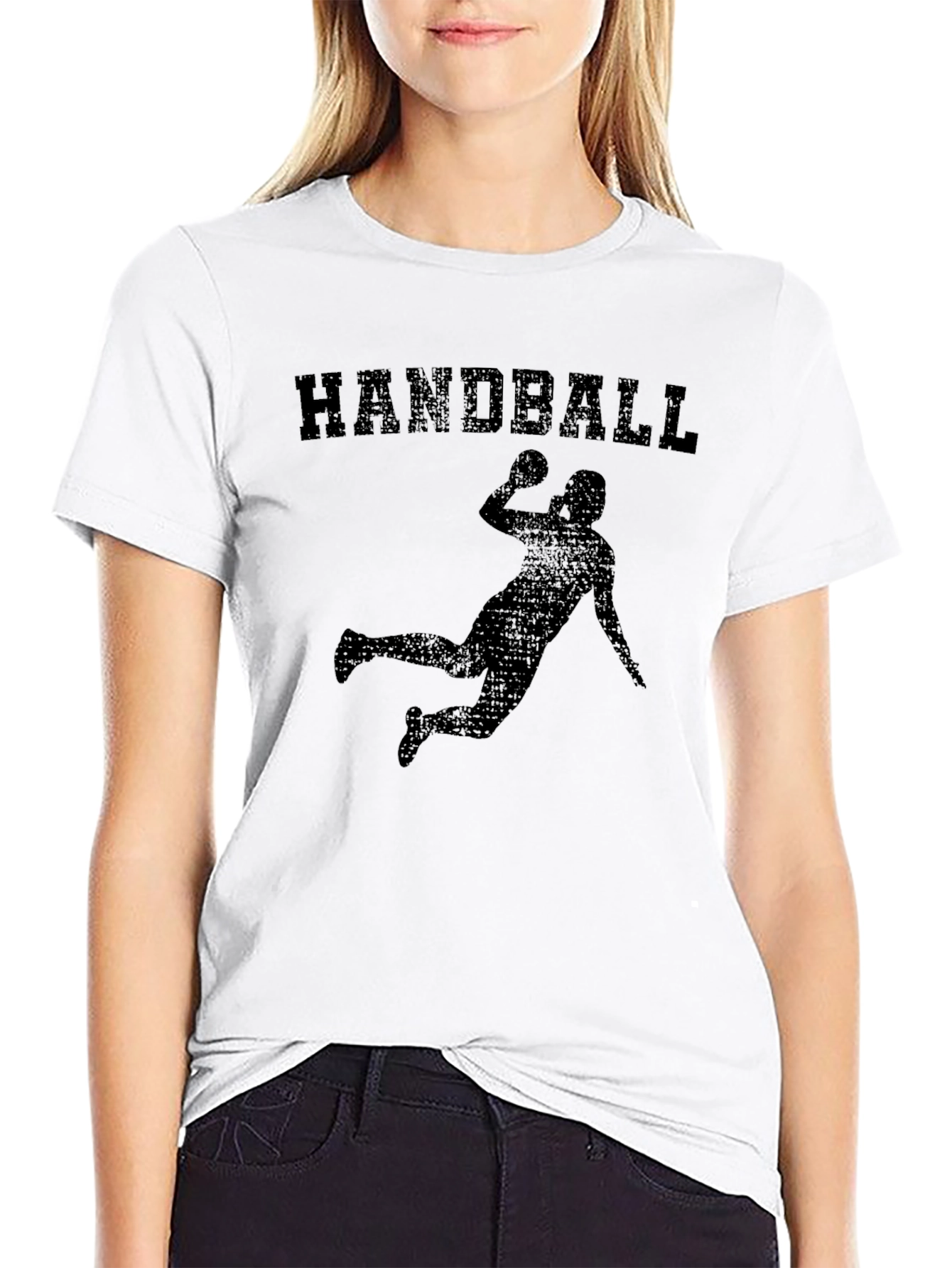 Handball Player Graphic T-Shirt - Black Cotton Tee