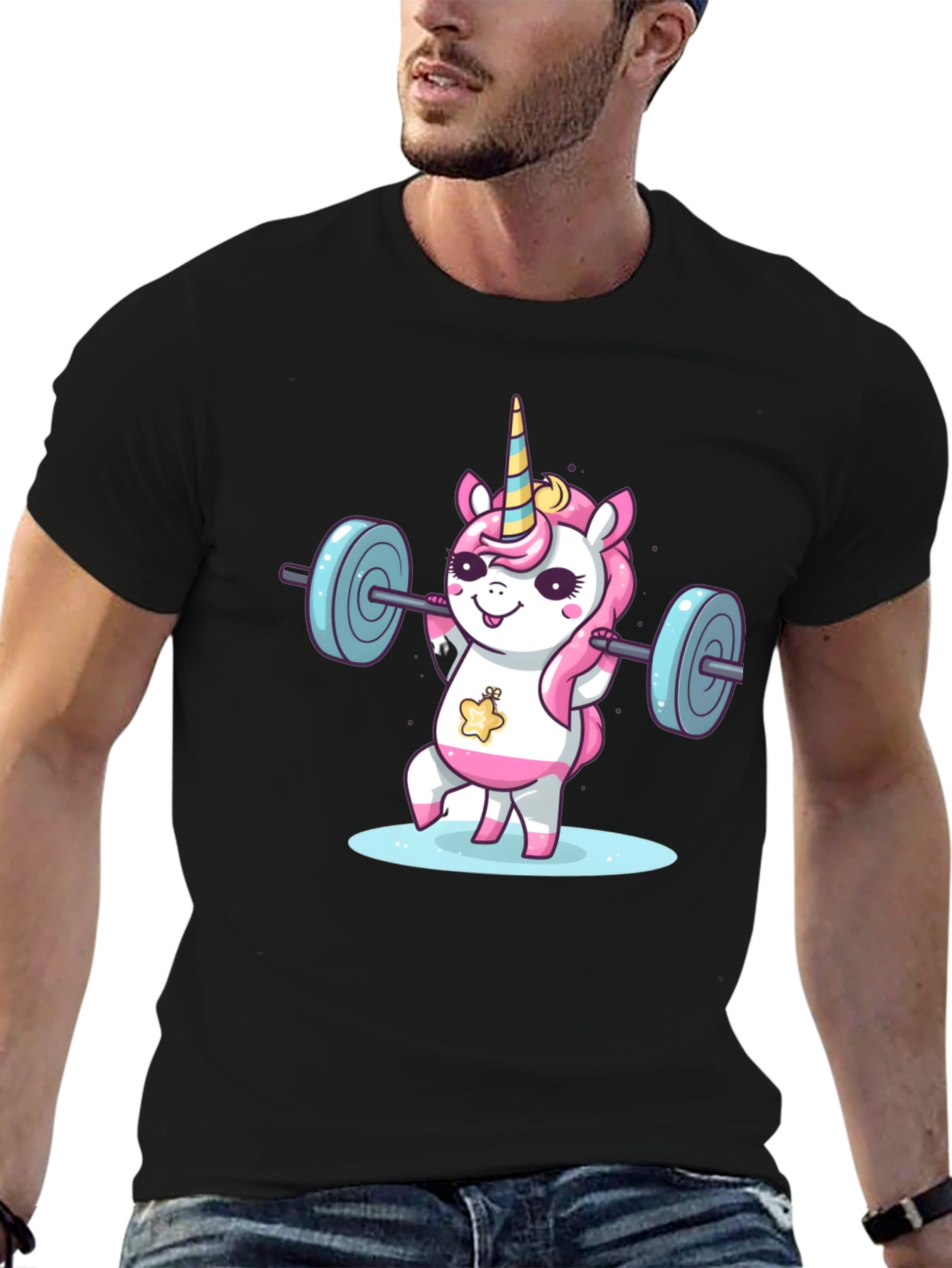 Unicorn Weightlifting Black T-Shirt