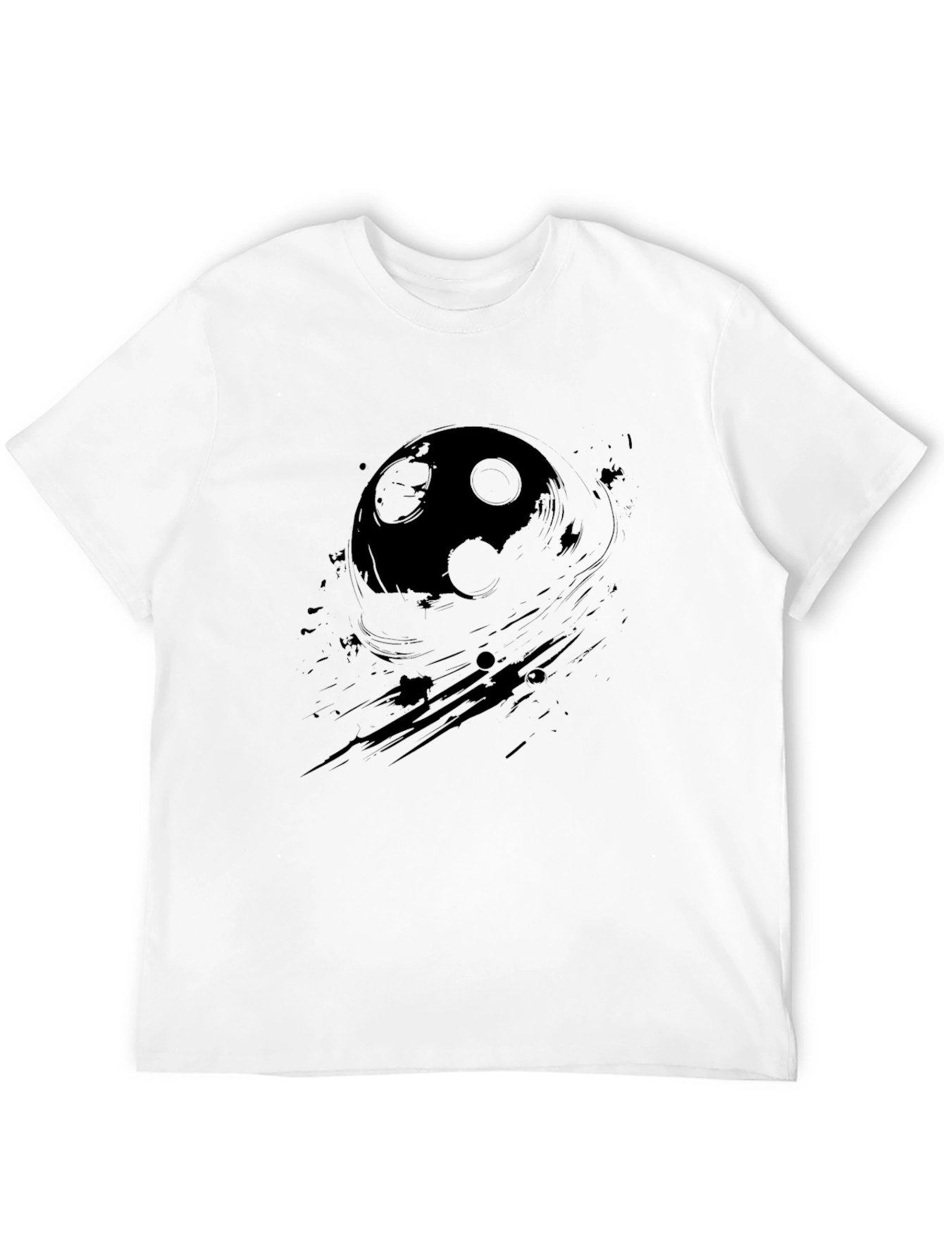 Black Graphic Print T-Shirt - Abstract Moon Design