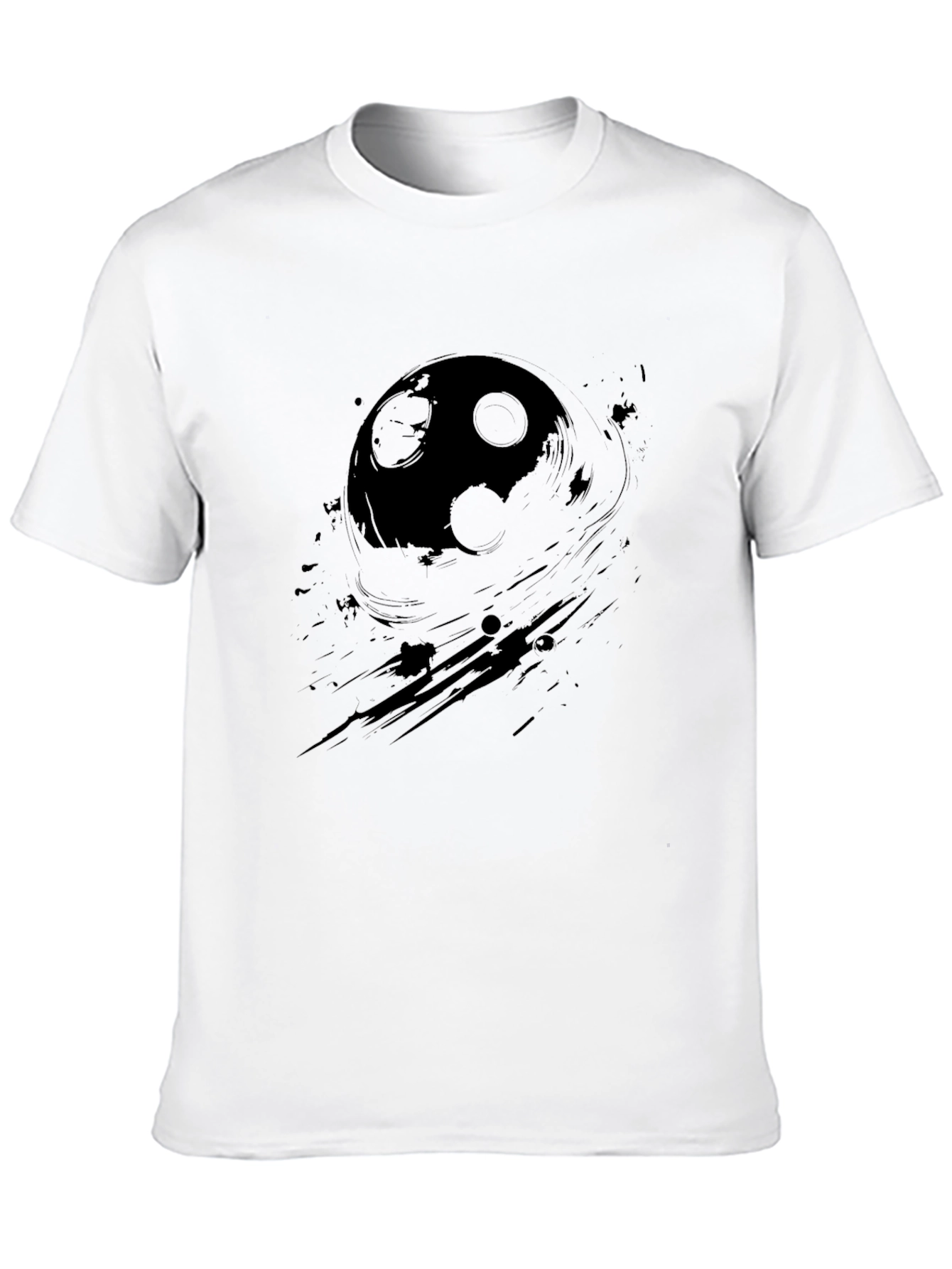 Black Graphic Print T-Shirt - Abstract Moon Design