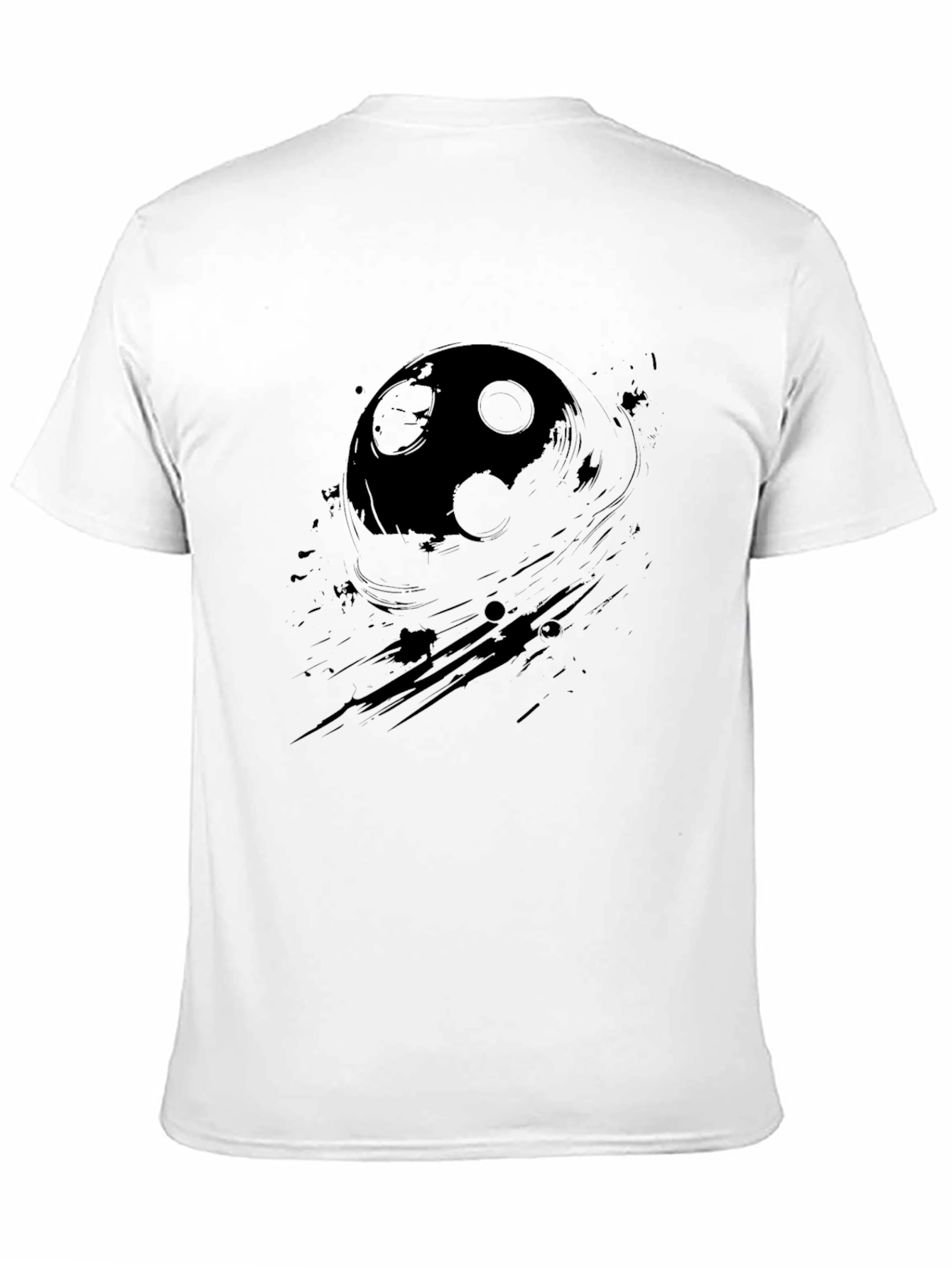 Black Graphic Print T-Shirt - Abstract Moon Design