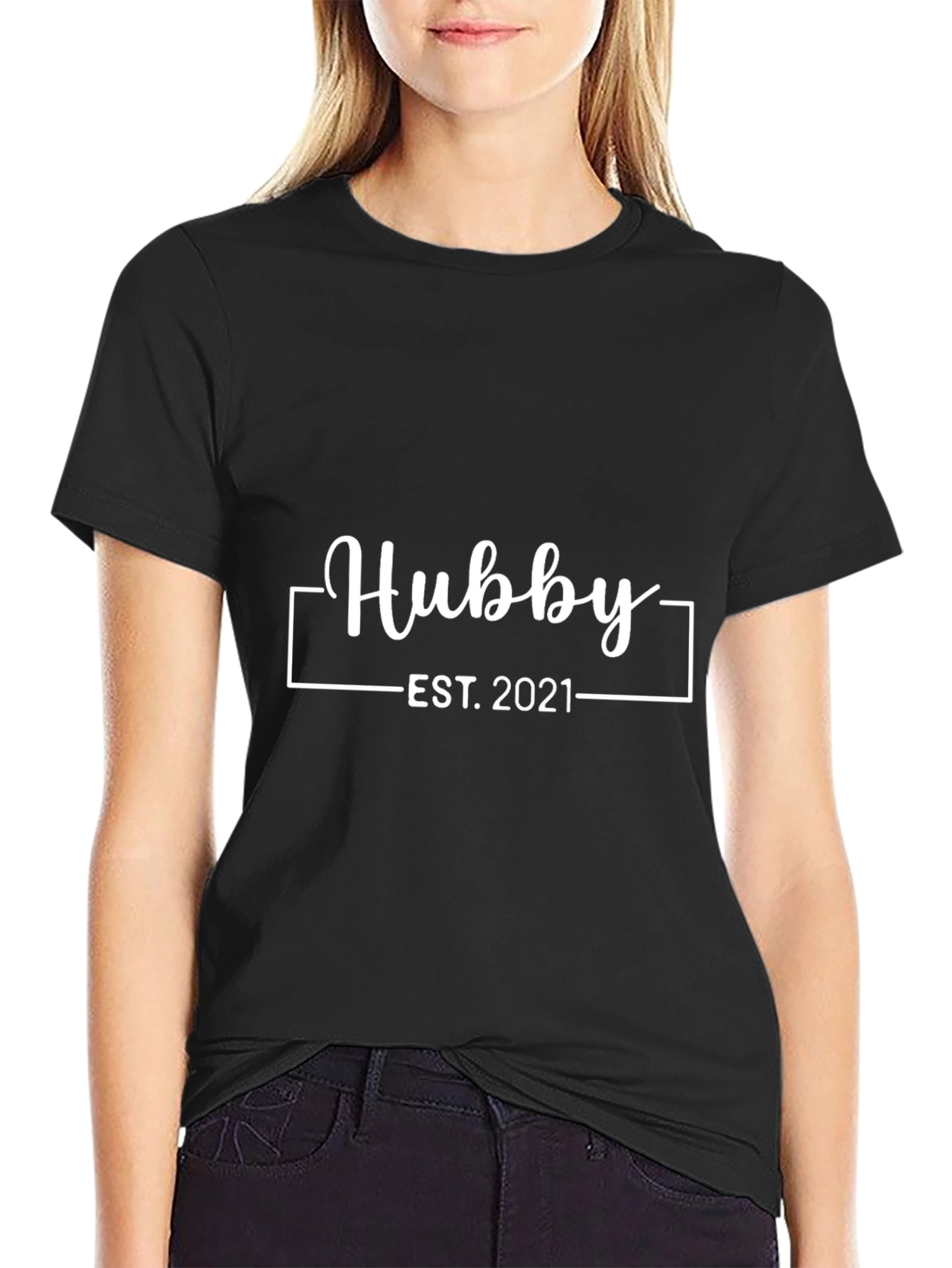 Hubby Est. 2021 Black T-Shirt
