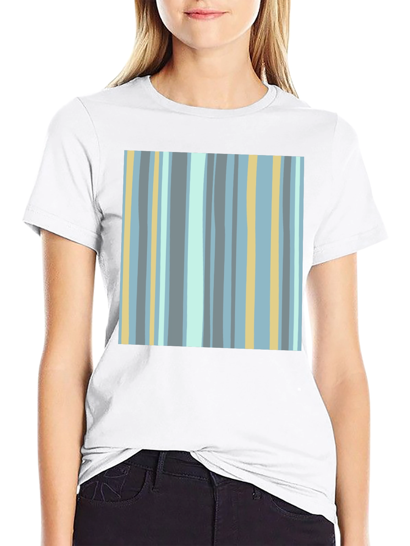 Striped Pattern Black T-Shirt