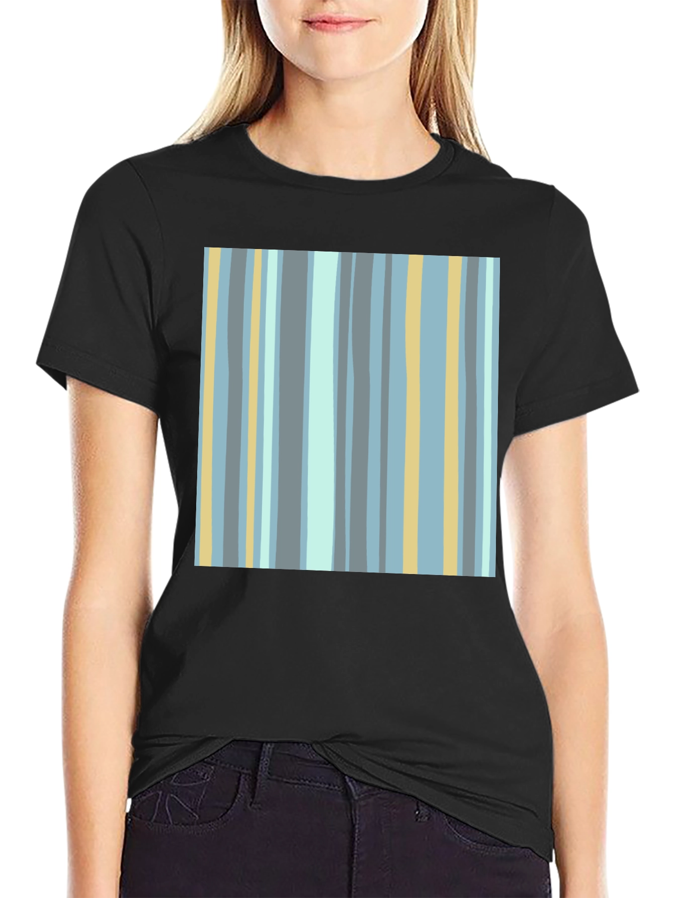 Striped Pattern Black T-Shirt