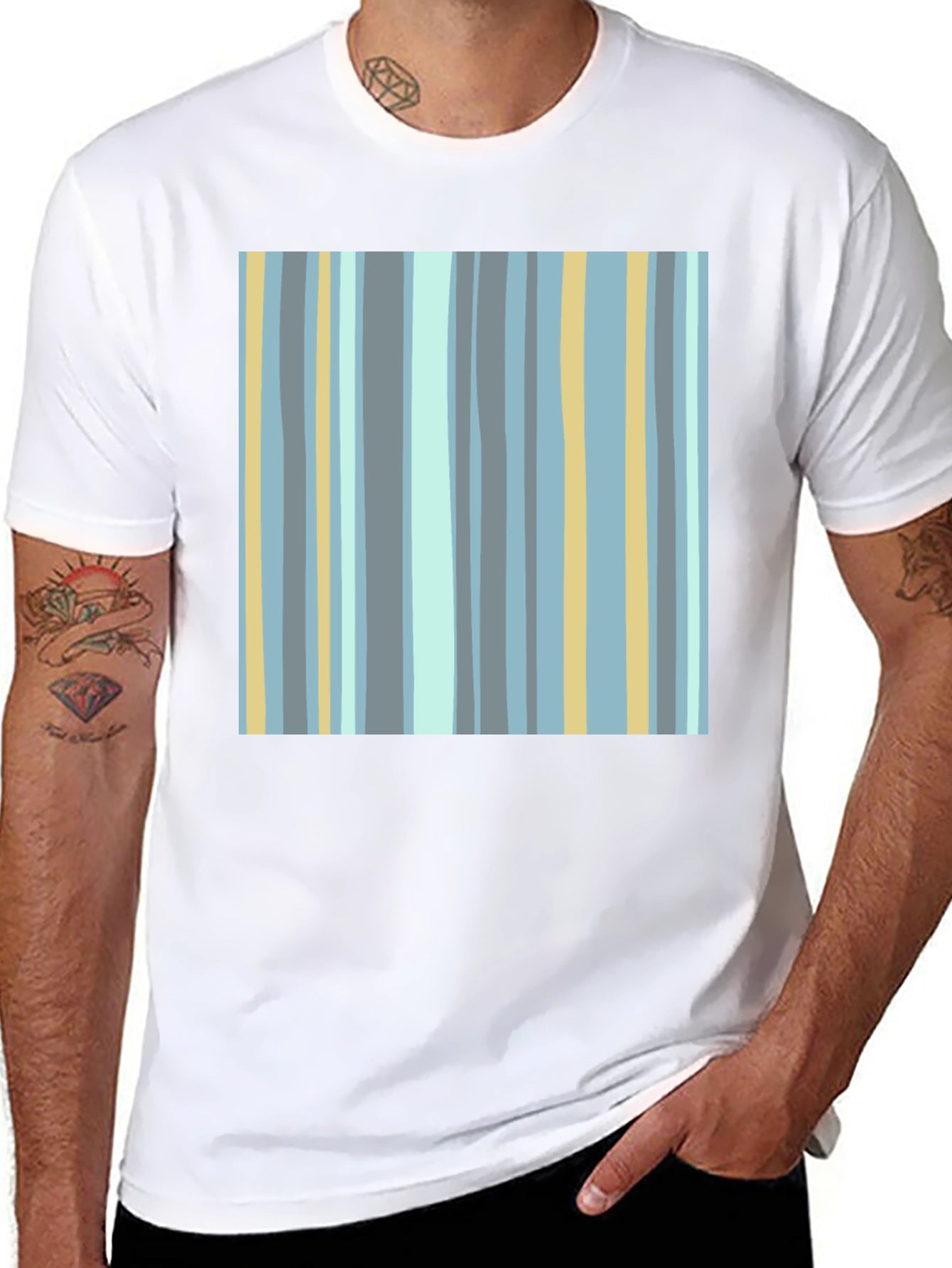 Striped Pattern Black T-Shirt
