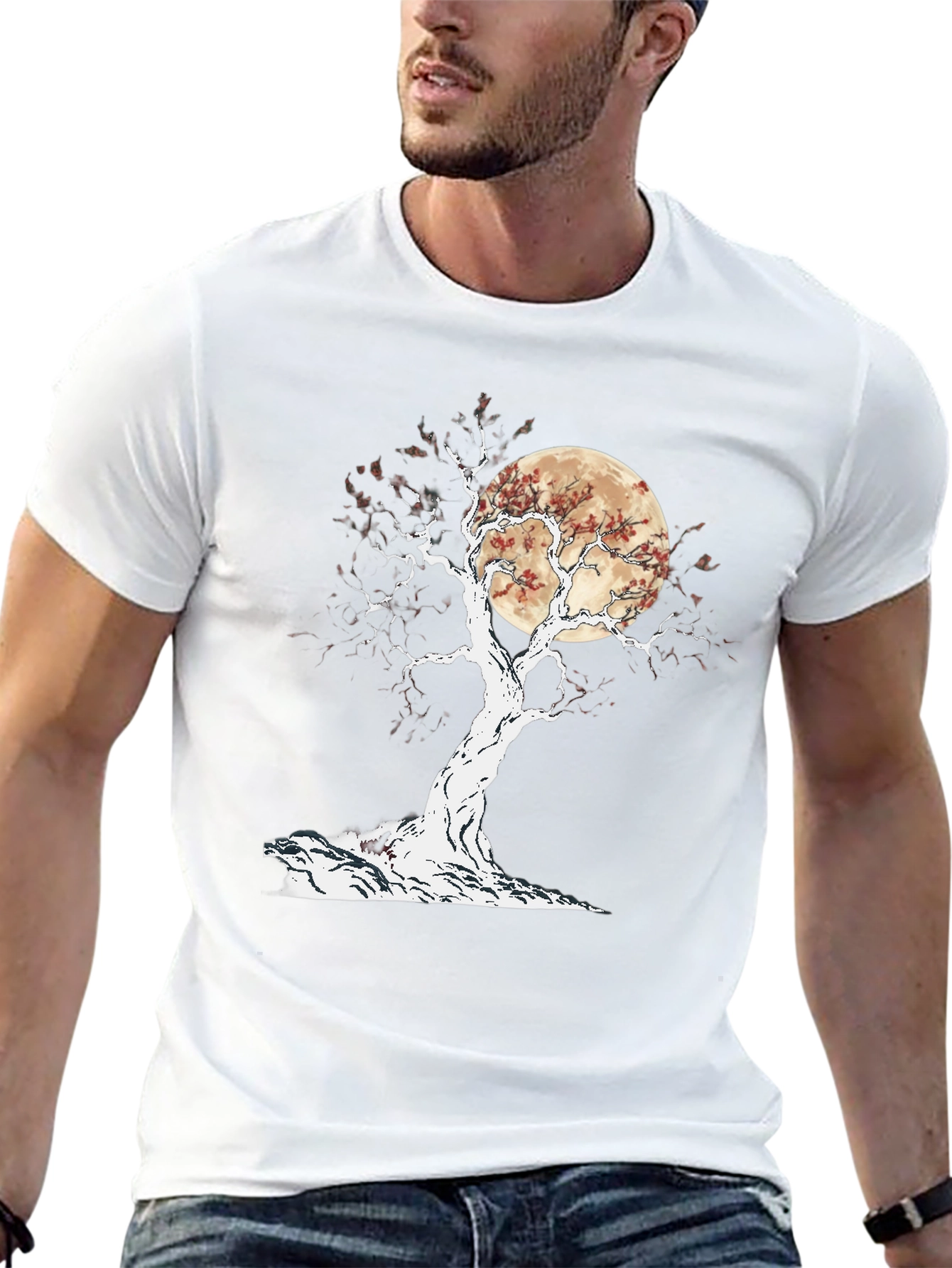 Bonsai Moon Graphic Tee - Black Cotton Blend