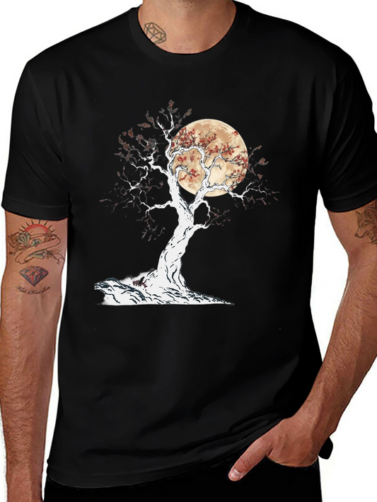 Bonsai Moon Graphic Tee - Black Cotton Blend