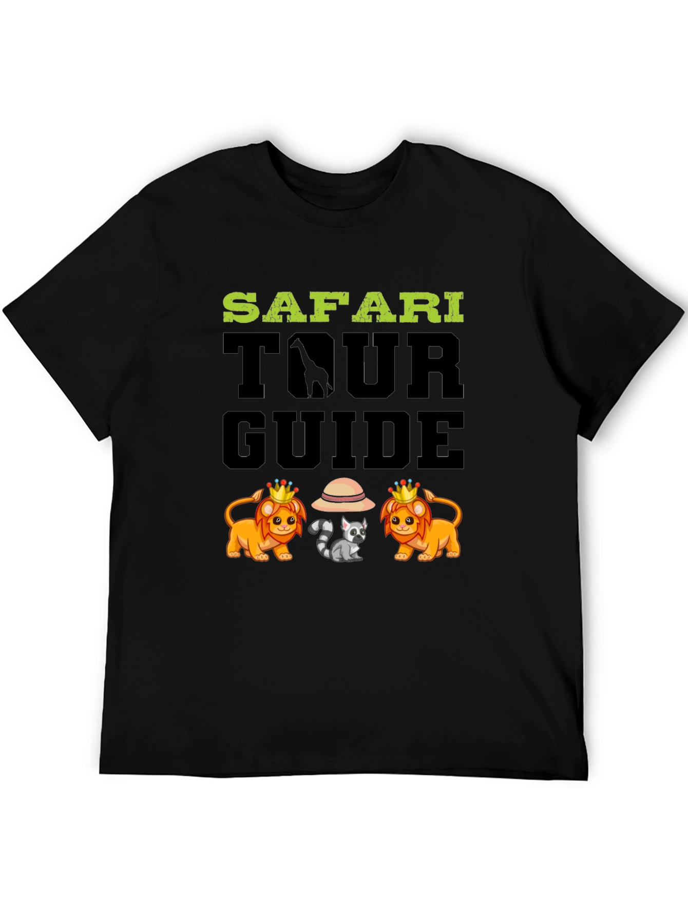 Safari Tour Guide Black T-Shirt Animal Graphic Tee