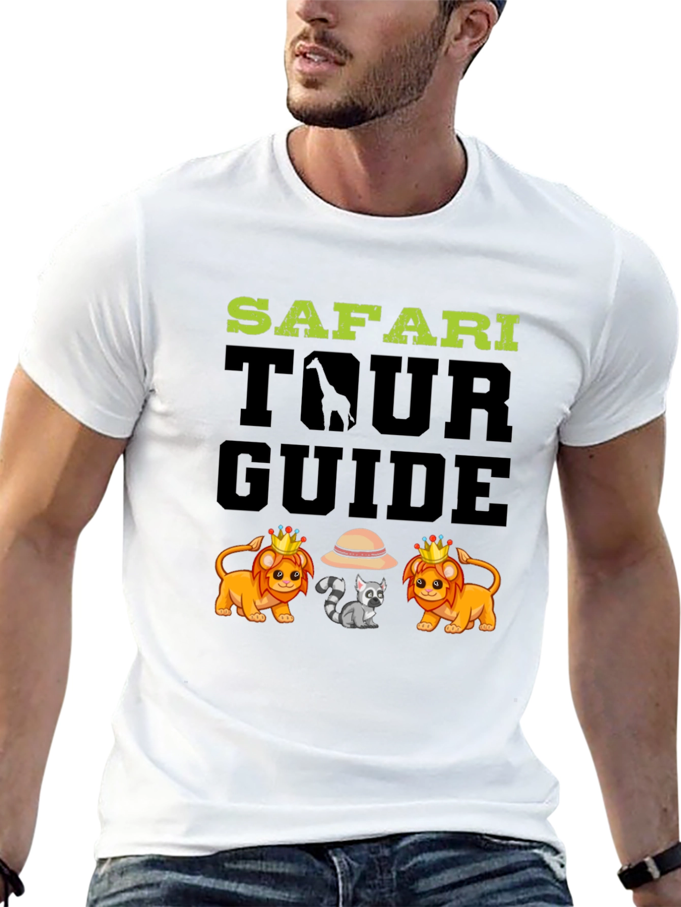Safari Tour Guide Black T-Shirt Animal Graphic Tee
