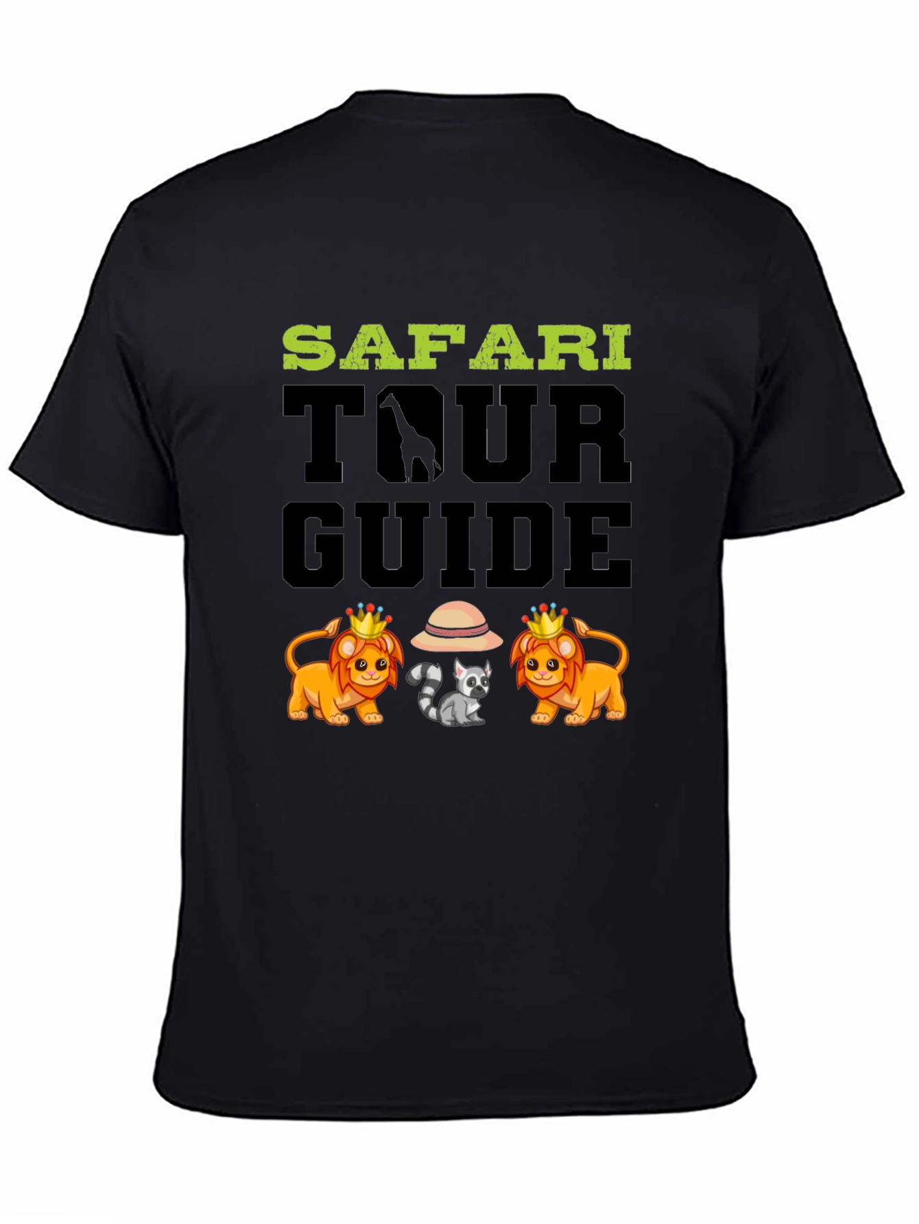 Safari Tour Guide Black T-Shirt Animal Graphic Tee