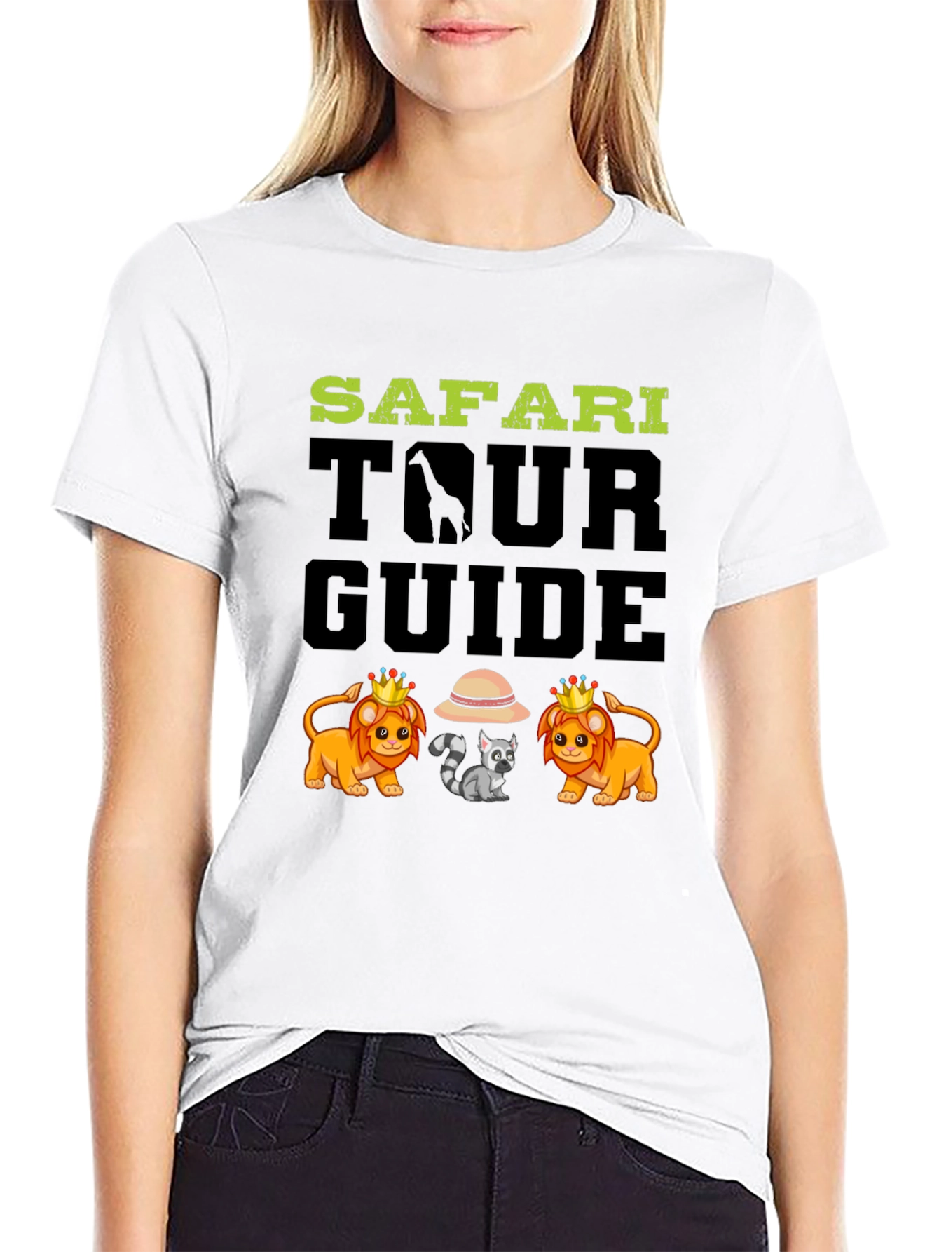 Safari Tour Guide Black T-Shirt Animal Graphic Tee