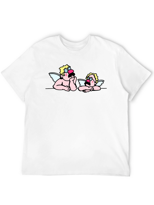 Cartoon Angel Graphic Tee - Black