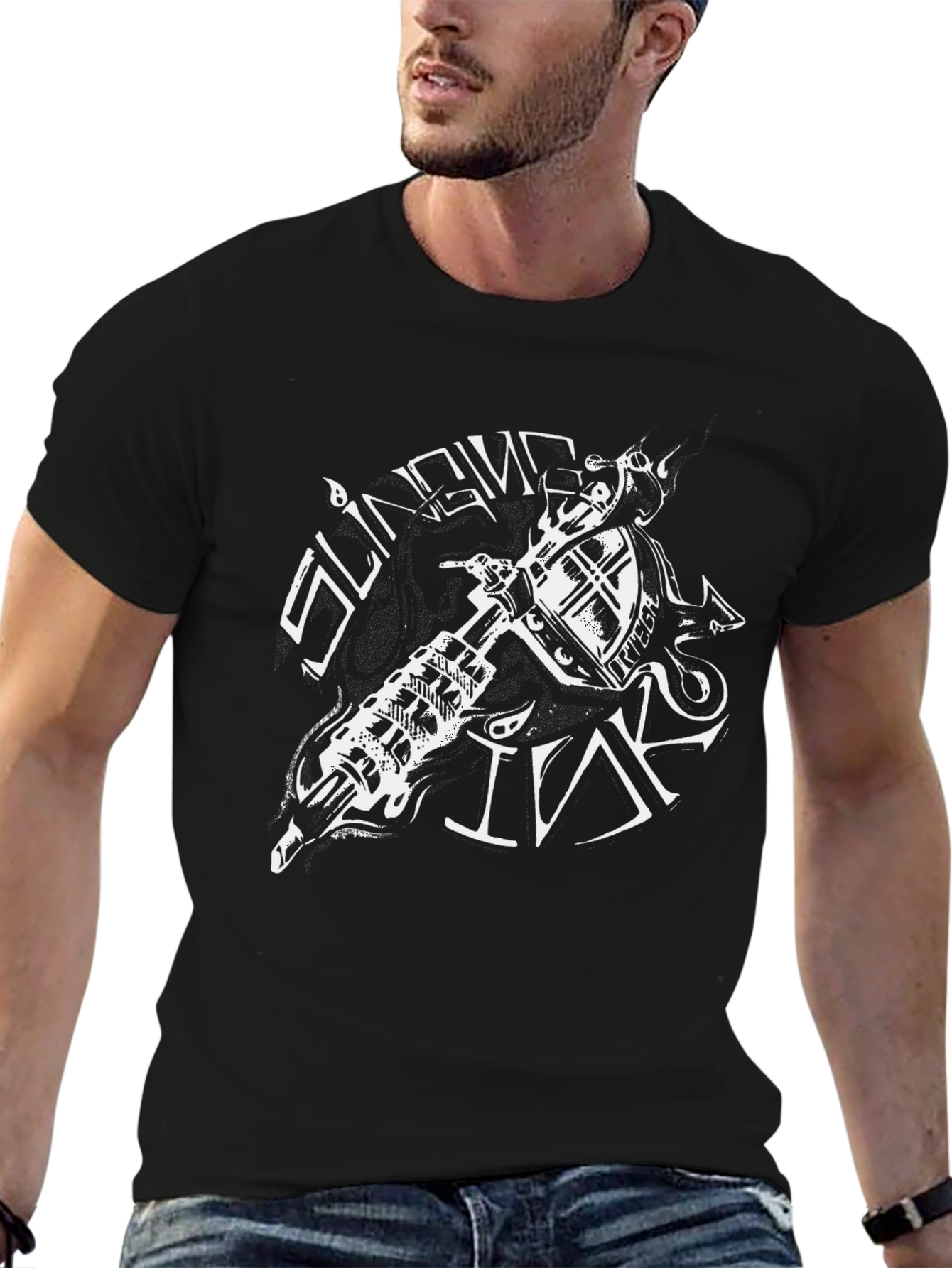 Slinging Ink Tattoo Machine Graphic Tee