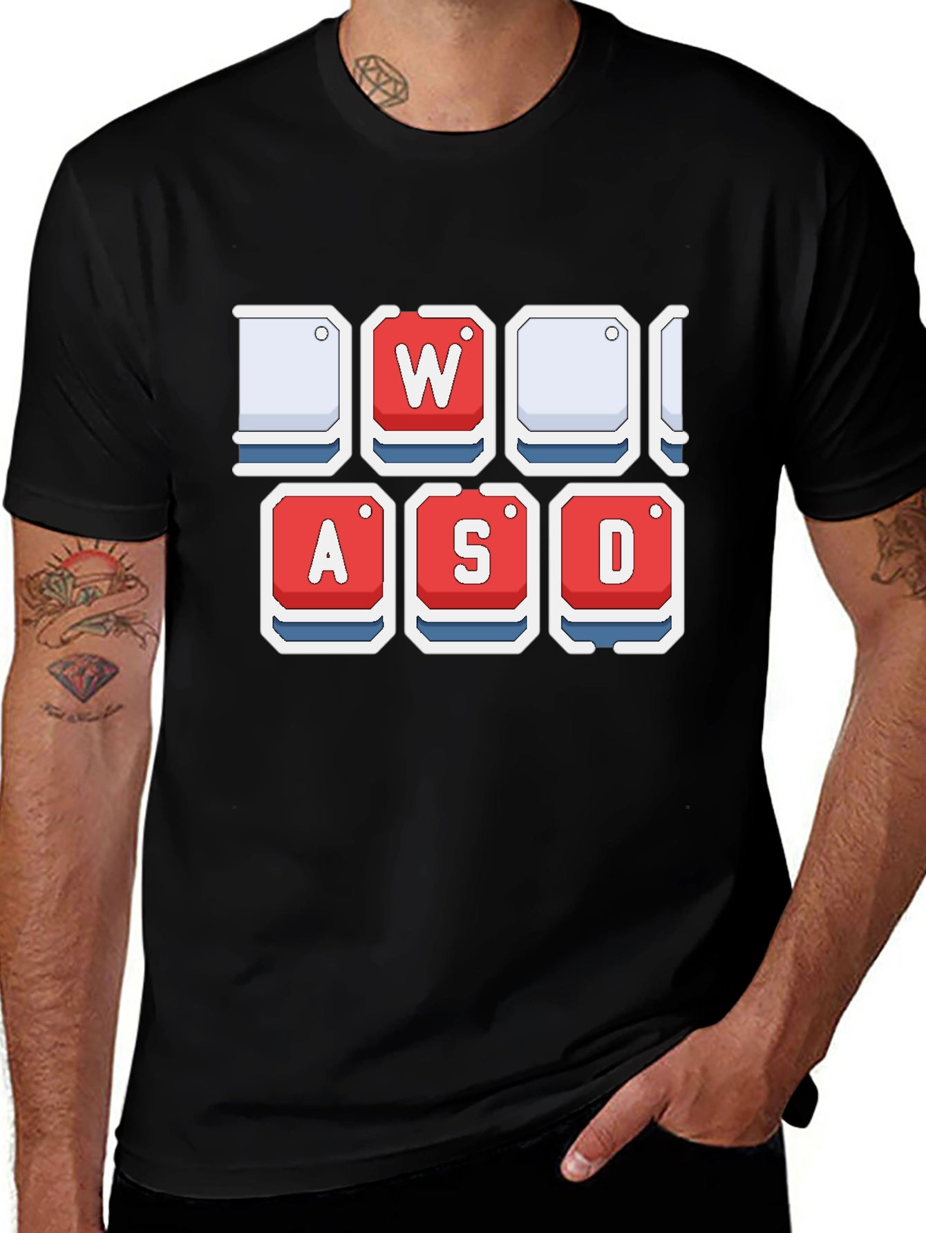 Gamer WASD Keys T-Shirt - Black Cotton