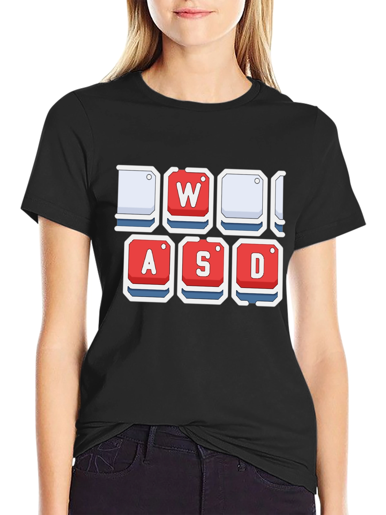 Gamer WASD Keys T-Shirt - Black Cotton