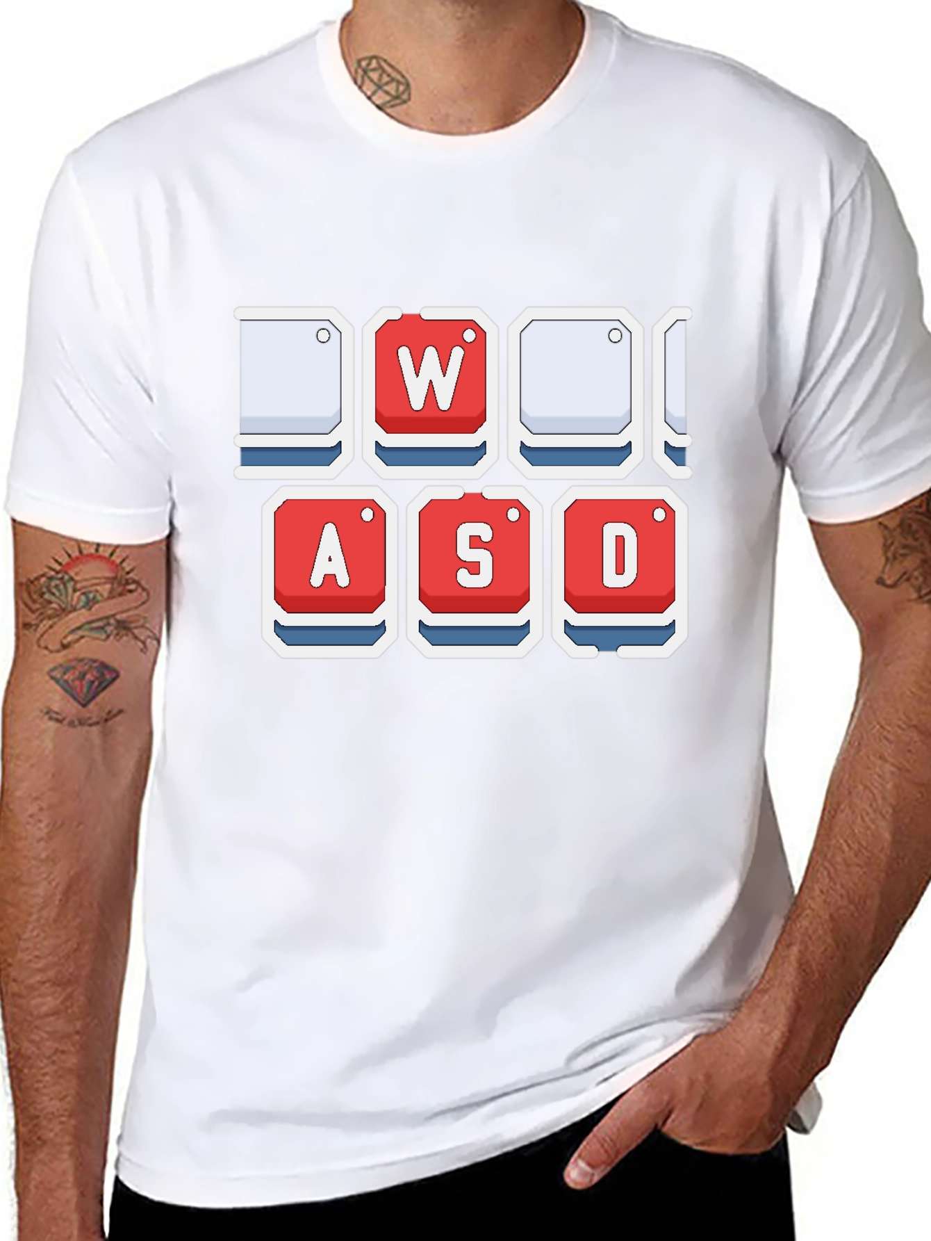 Gamer WASD Keys T-Shirt - Black Cotton