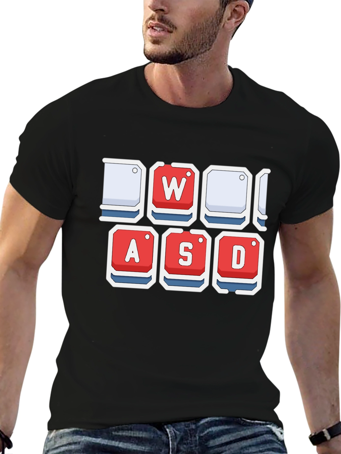 Gamer WASD Keys T-Shirt - Black Cotton