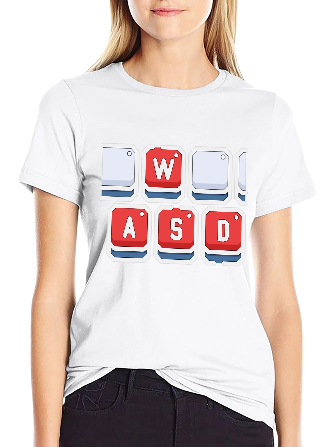 Gamer WASD Keys T-Shirt - Black Cotton