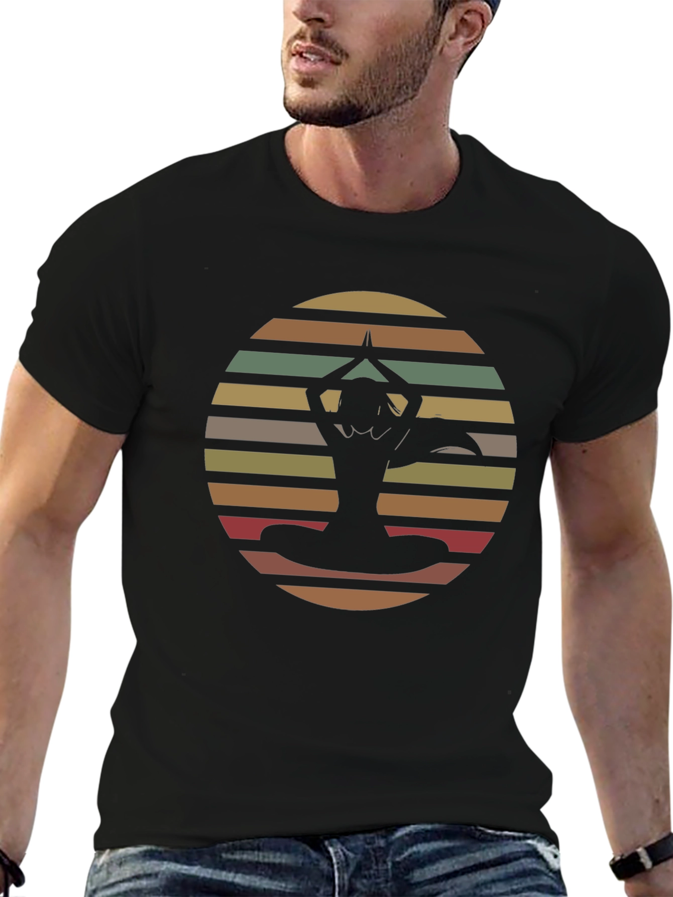 Yoga Sunset Graphic Tee - Mens Black T-Shirt