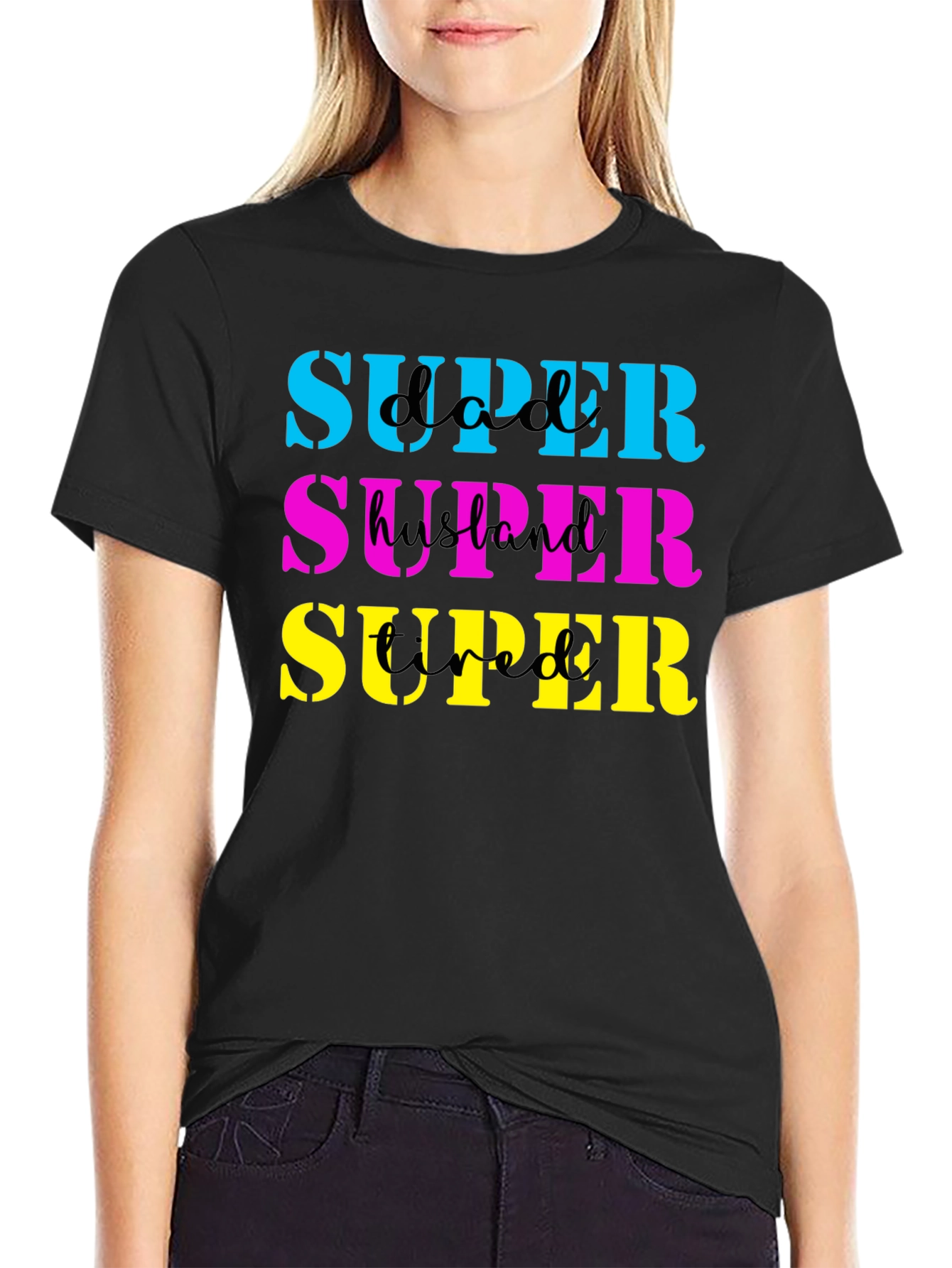 Super Dad Husband Tired Mens Black T-Shirt