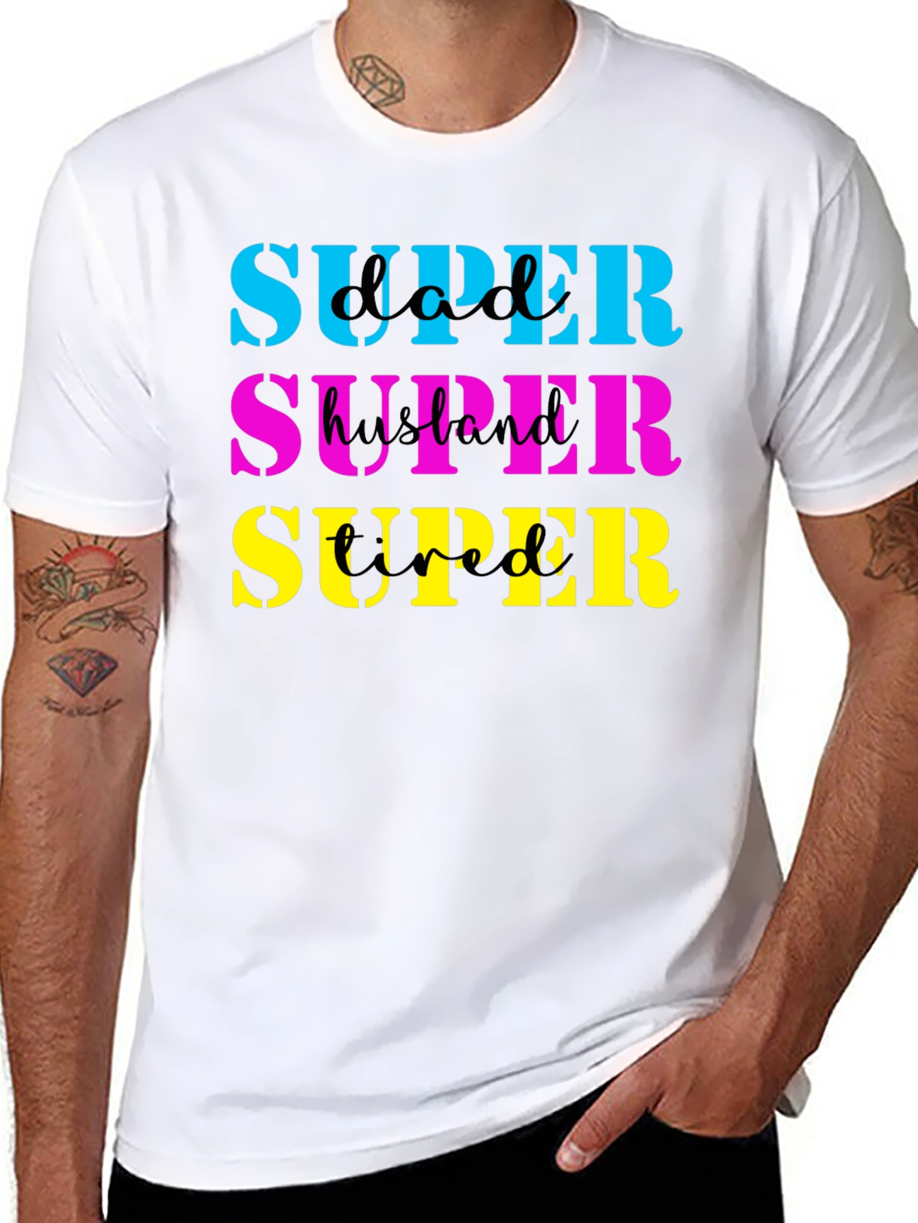 Super Dad Husband Tired Mens Black T-Shirt