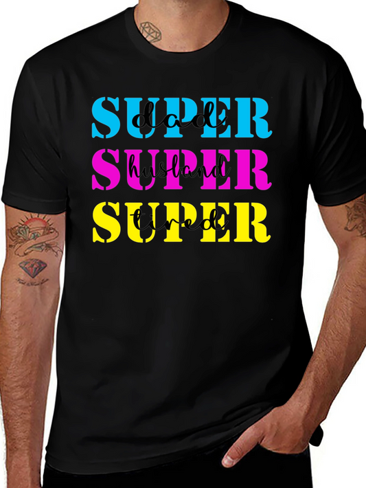 Super Dad Husband Tired Mens Black T-Shirt