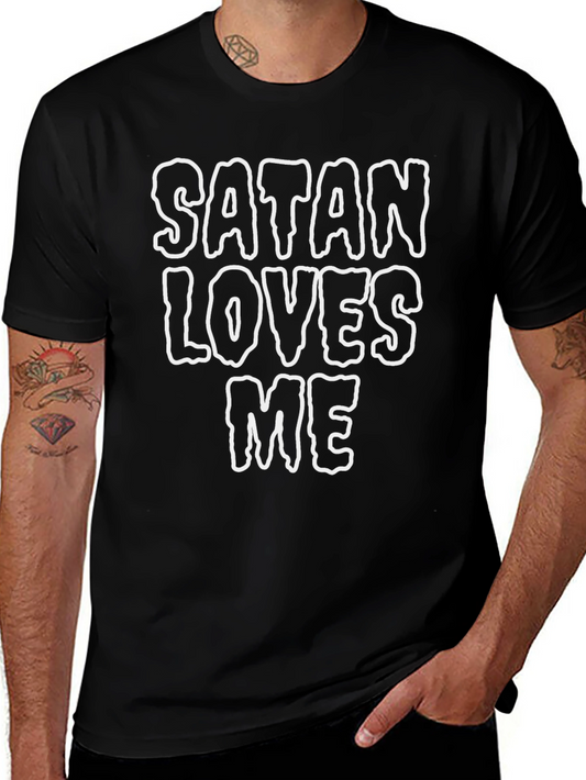 Satan Loves Me Graphic Tee - Black Cotton T-Shirt