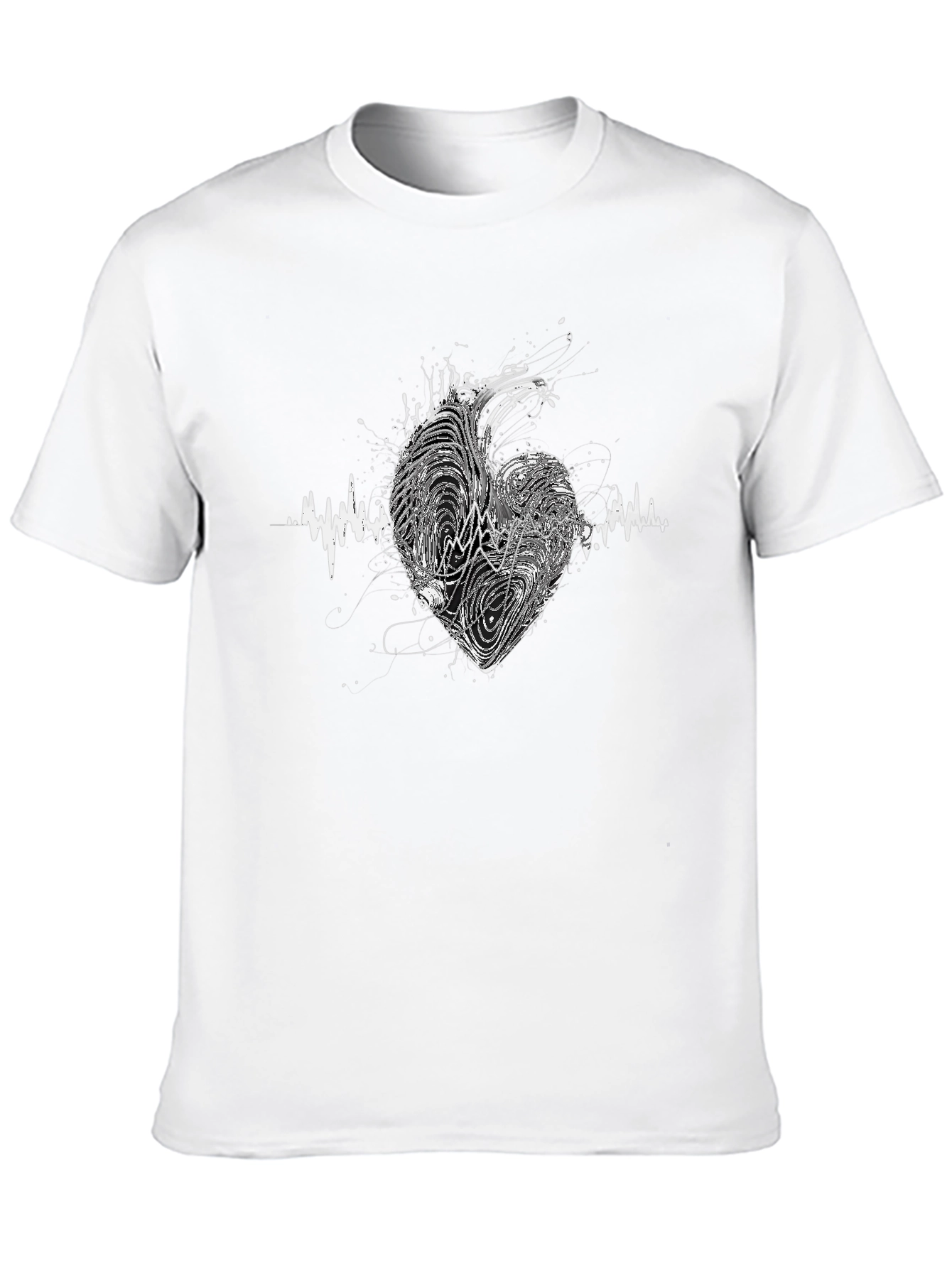 Heartbeat Heart Graphic Tee - Black Unisex T-Shirt