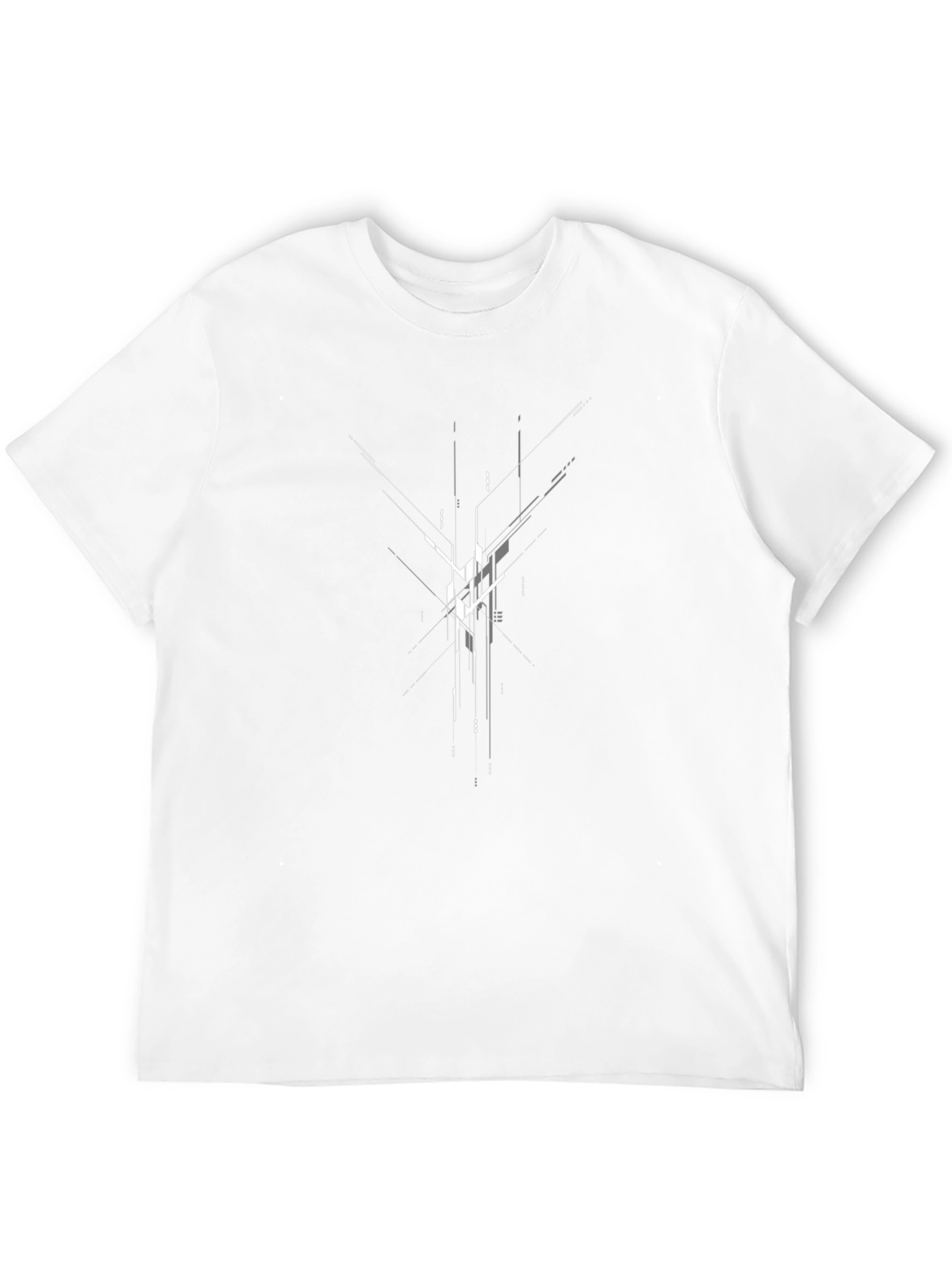 Modern Geometric Graphic Tee - Black Cotton Blend