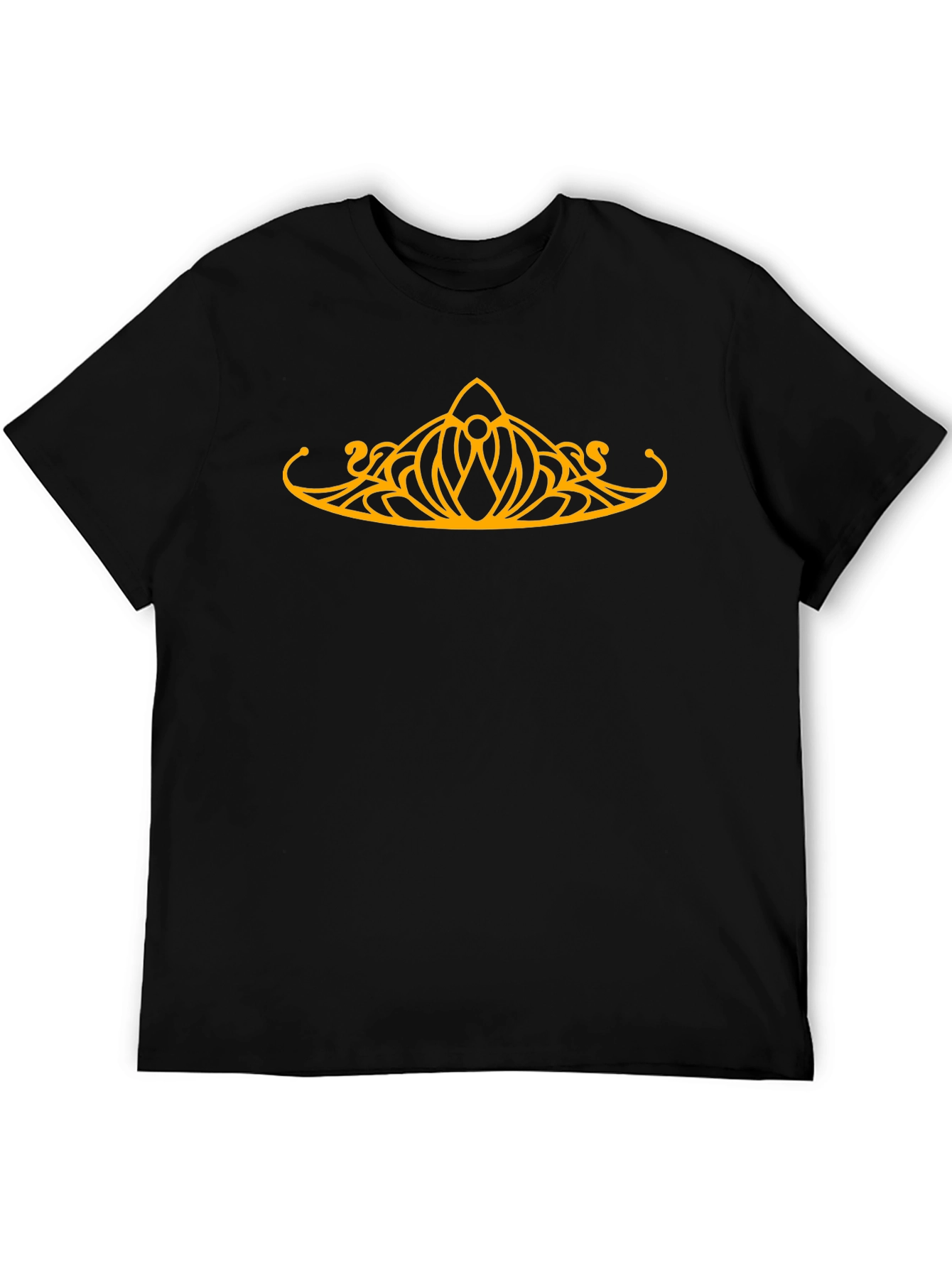 Elven Crown Graphic Tee - Black Cotton T-Shirt