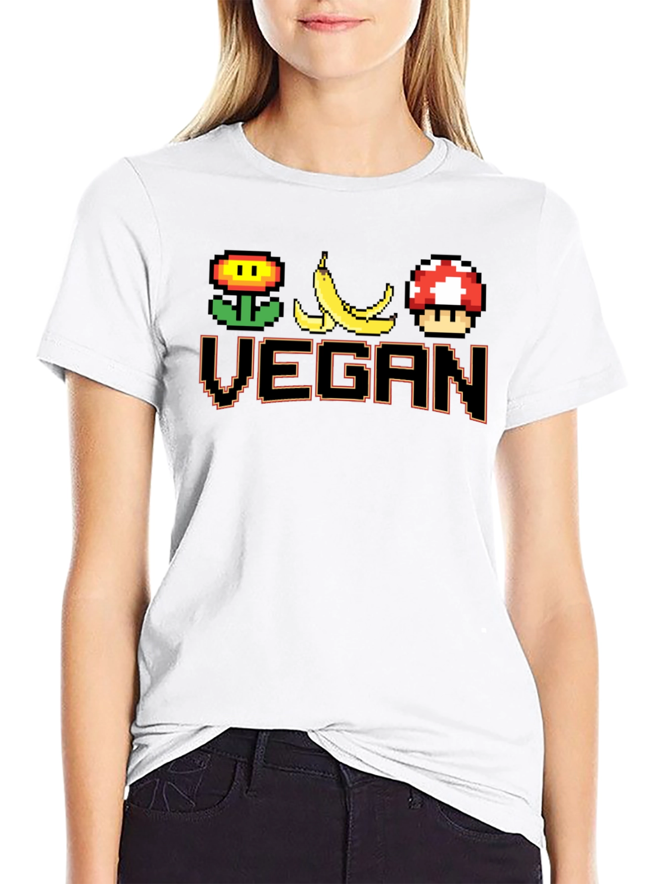Vegan Pixel Art T-Shirt - Gaming Style