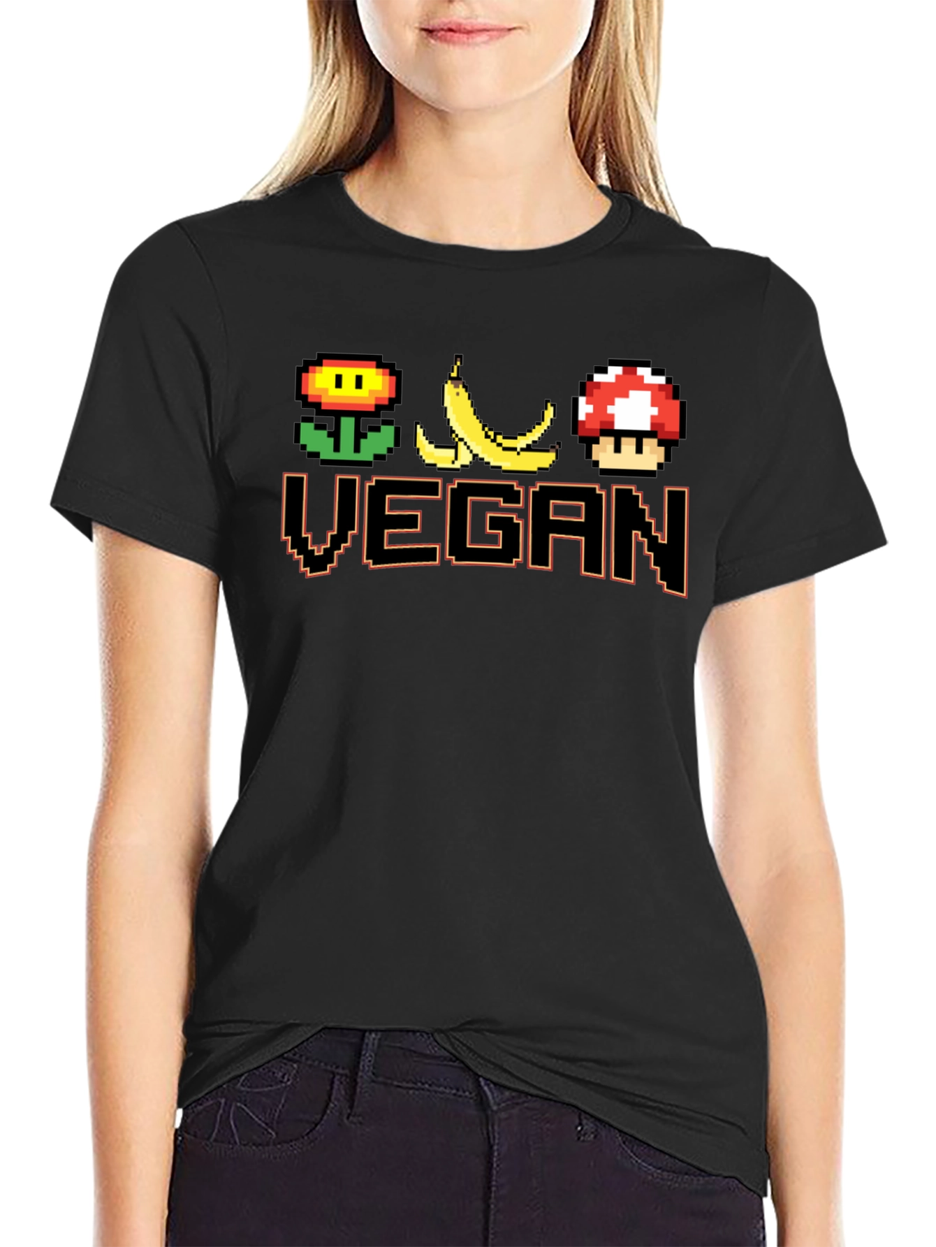 Vegan Pixel Art T-Shirt - Gaming Style
