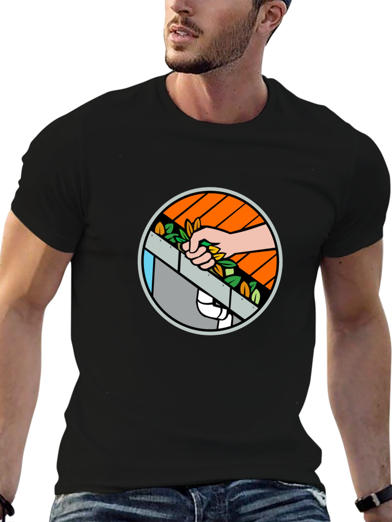 Gutter Cleaning Graphic Black T-Shirt