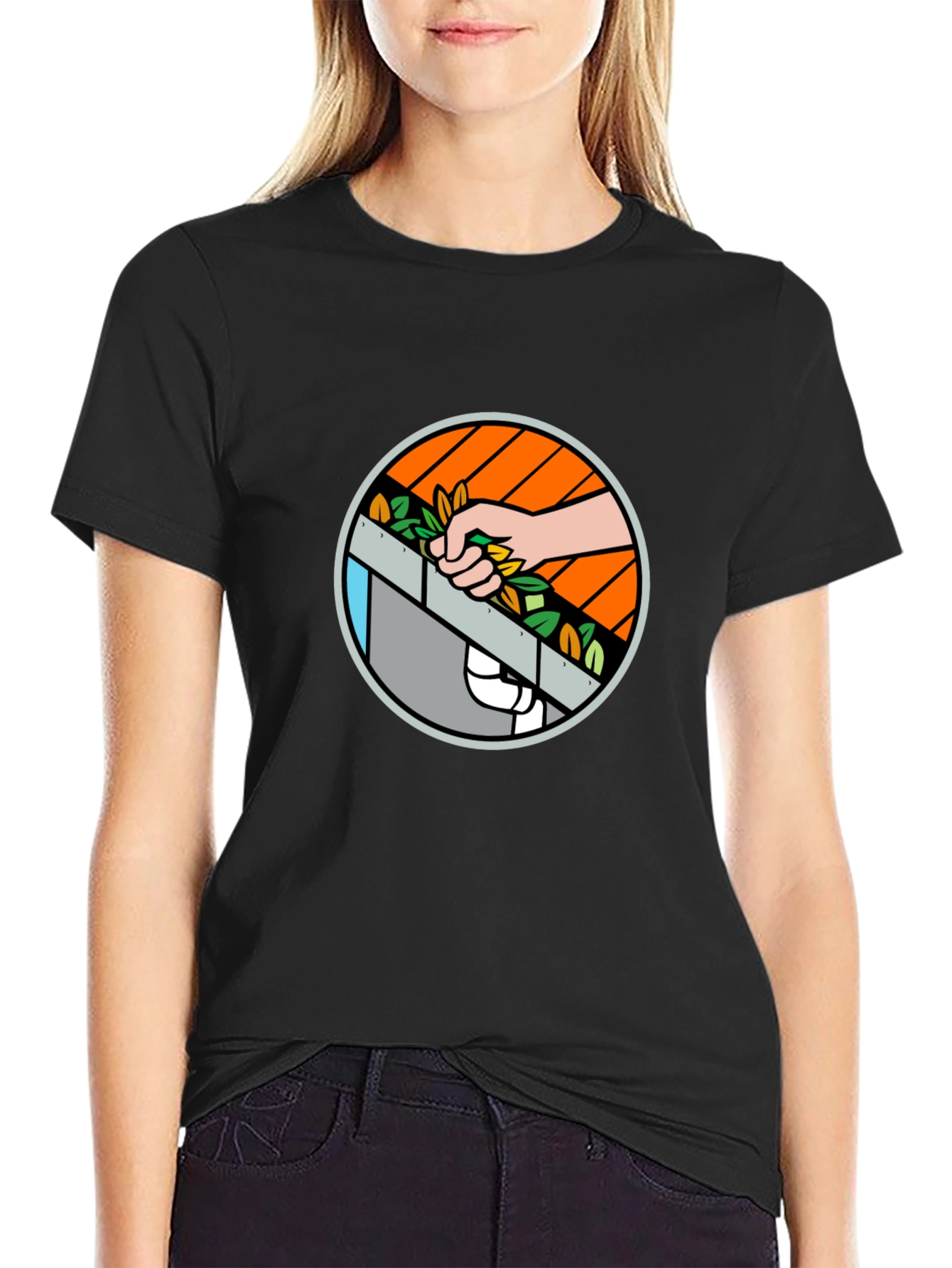Gutter Cleaning Graphic Black T-Shirt