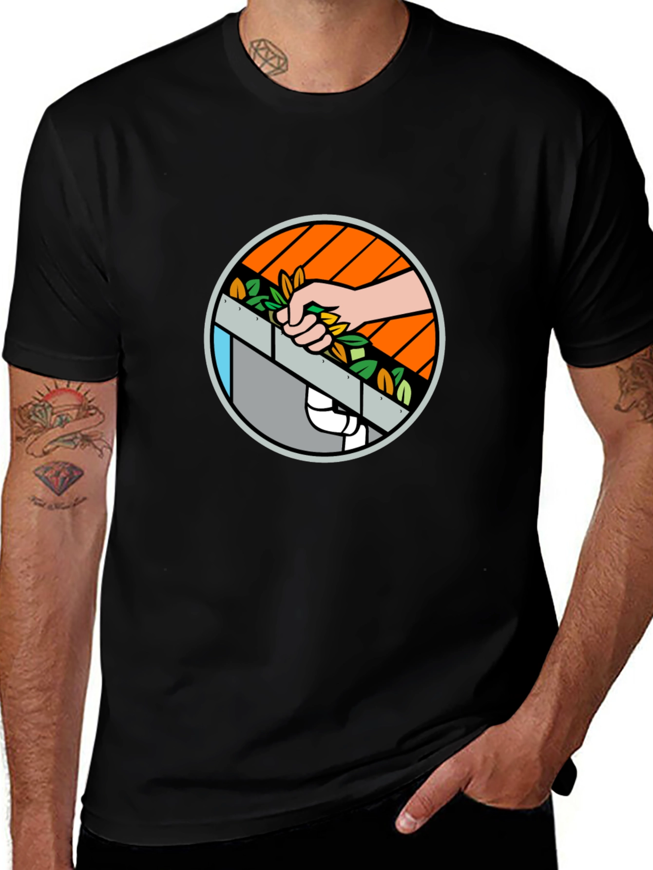 Gutter Cleaning Graphic Black T-Shirt